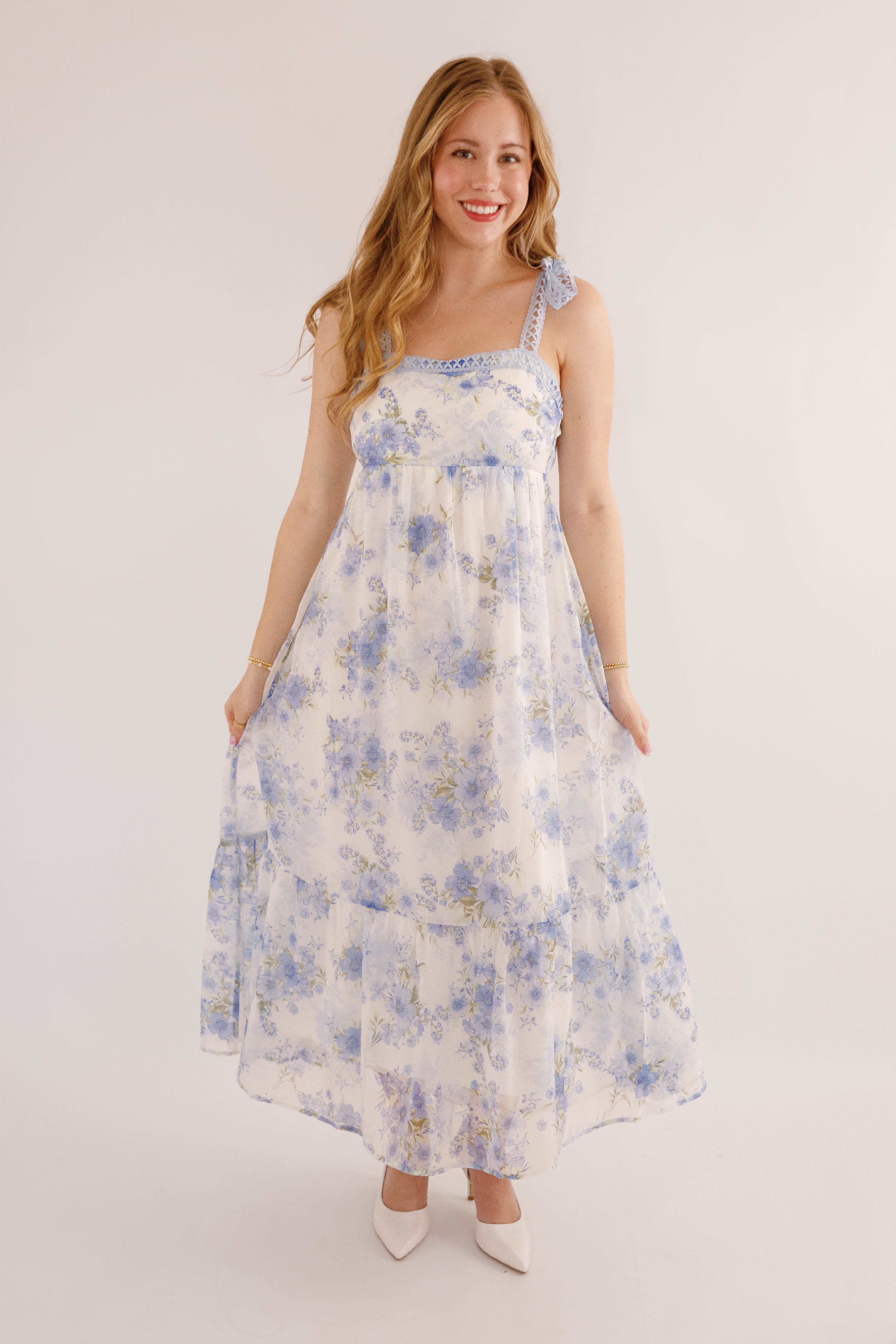 Pinch Me Midi Dress-Blue