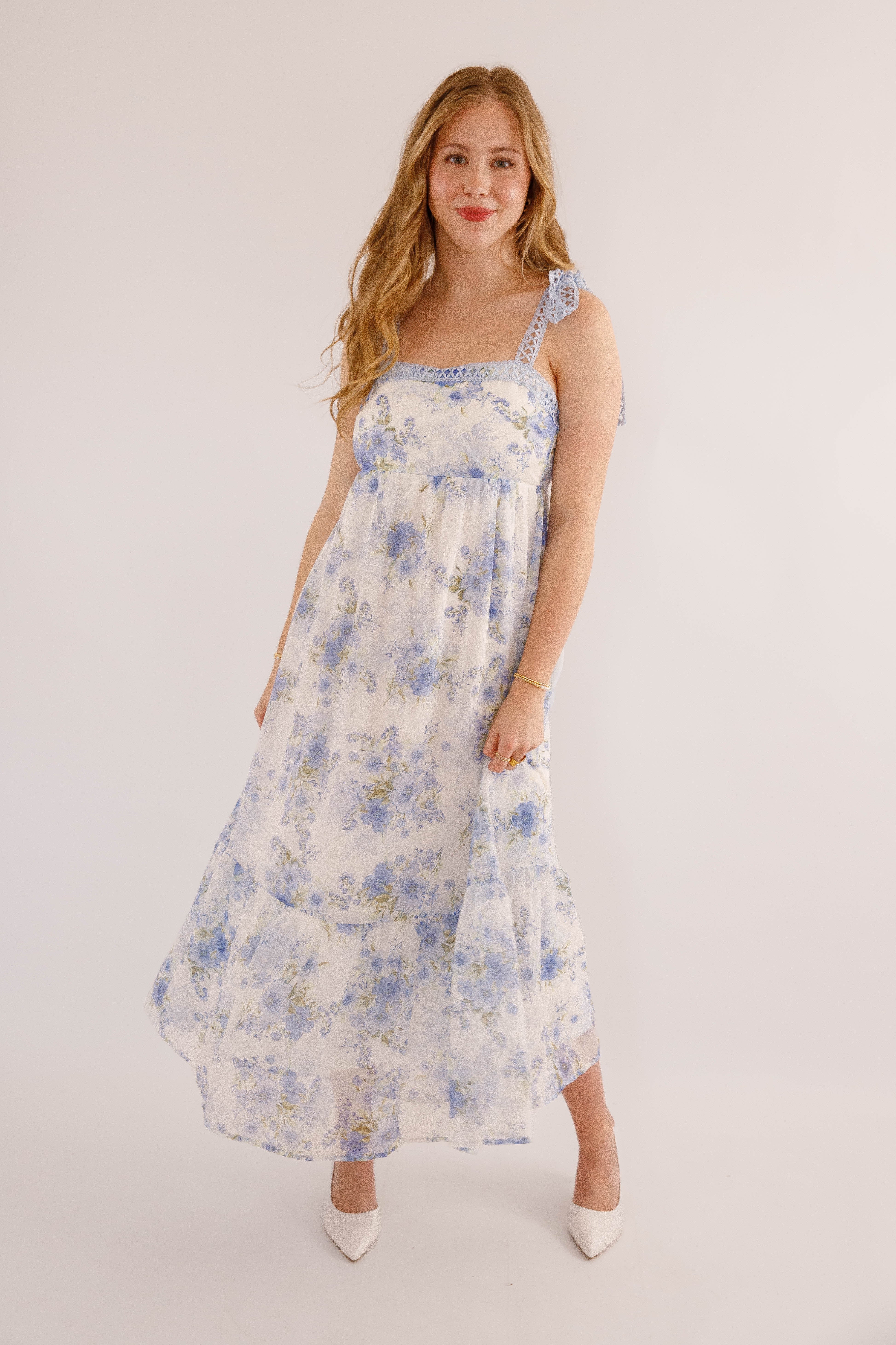 Pinch Me Midi Dress-Blue