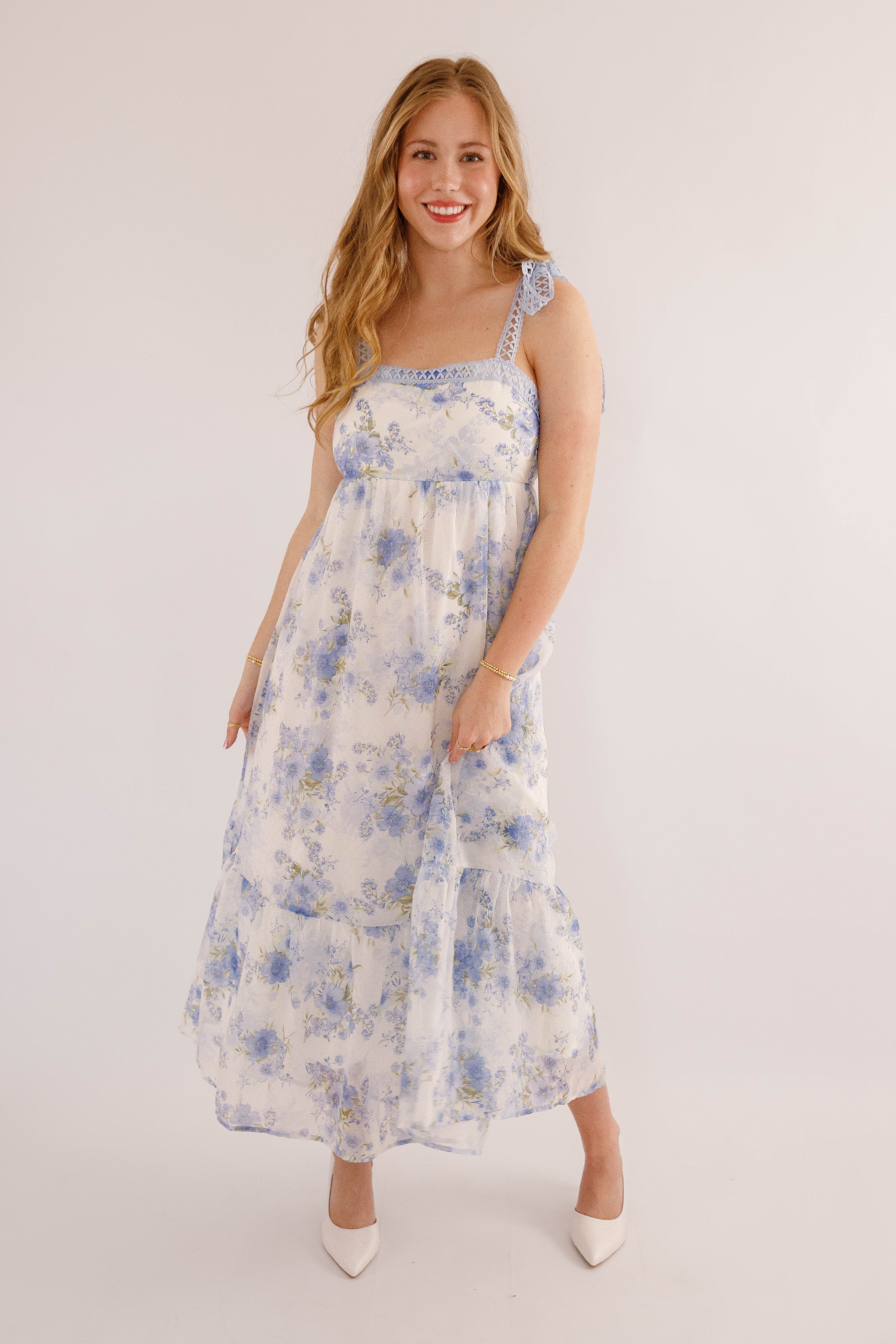 Pinch Me Midi Dress-Blue