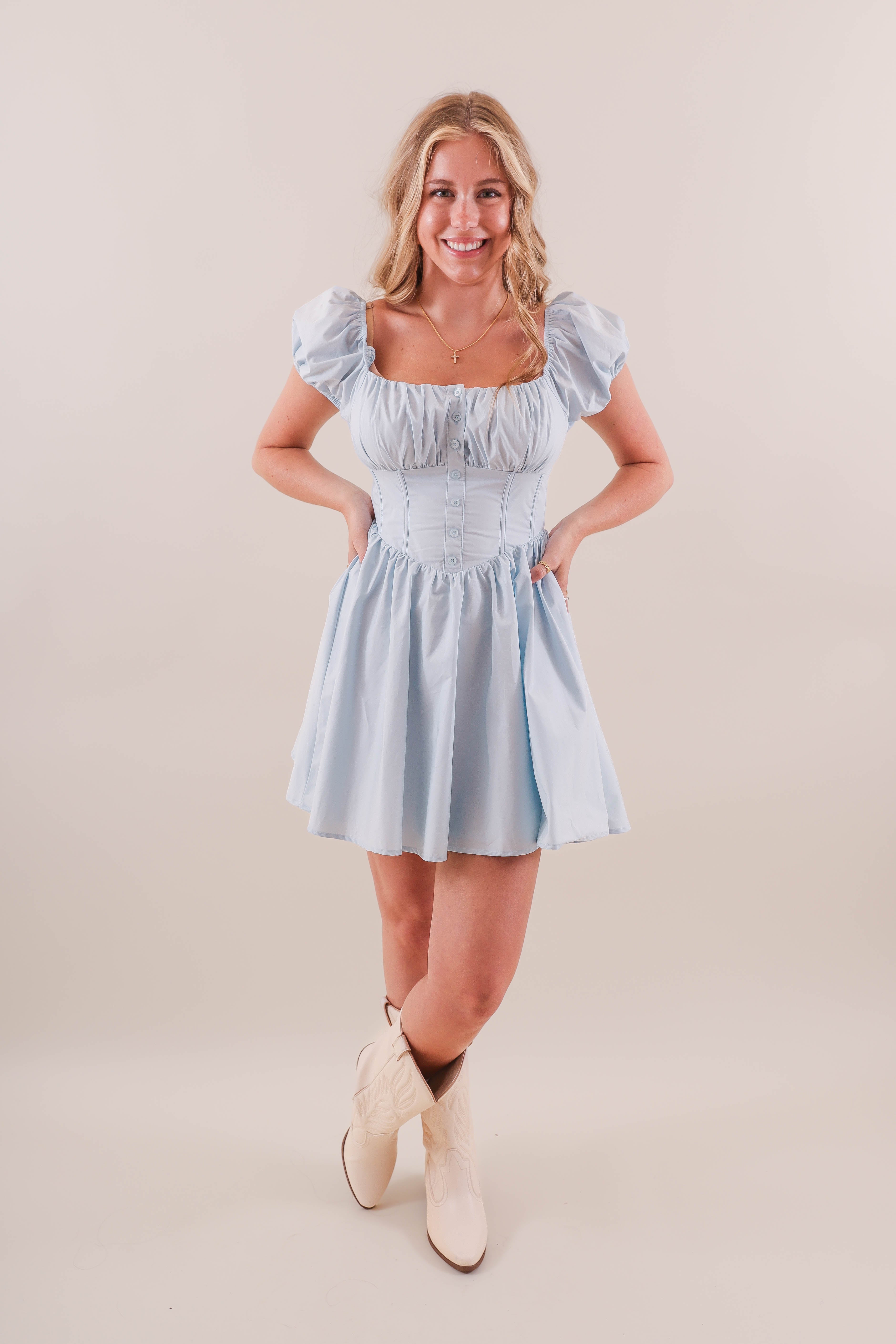 FINAL SALE: You Had My Heart Dress-Baby Blue