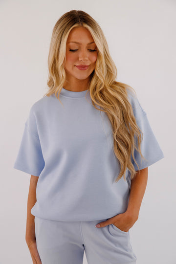 Move Like That Short Sleeve Pullover-Sky Blue