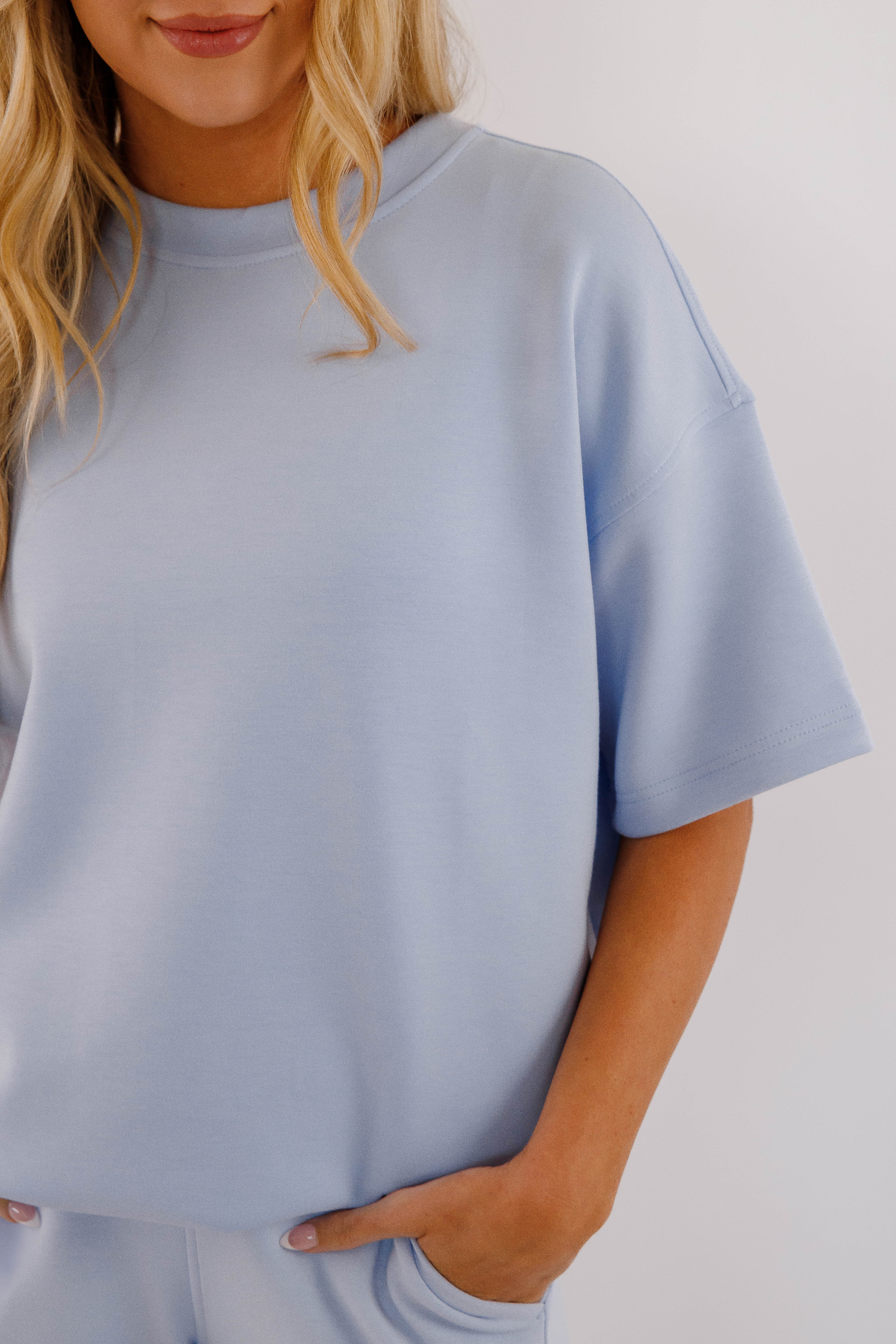 Move Like That Short Sleeve Pullover-Sky Blue