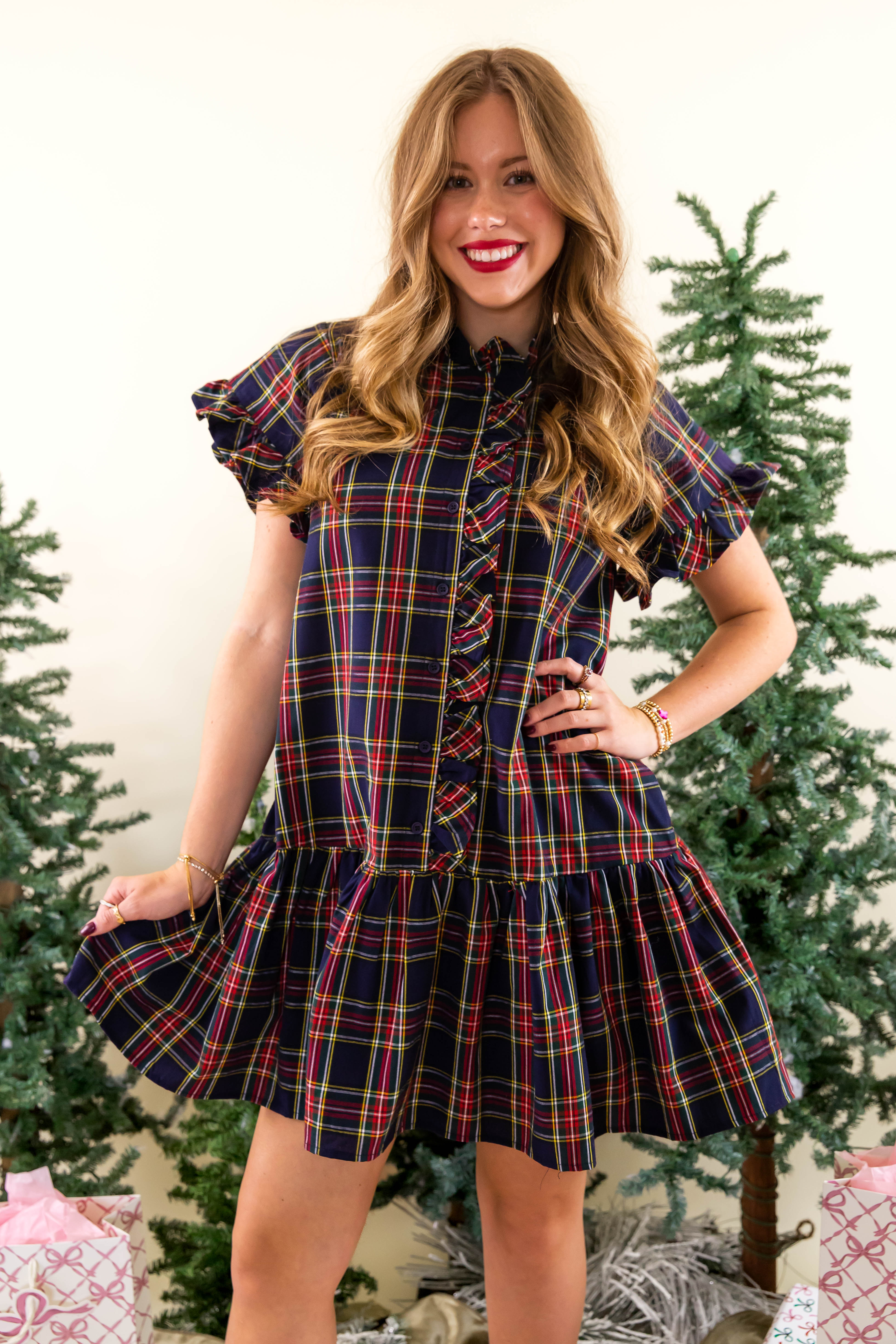 FINAL SALE: Rich In Thought Tartan Dress
