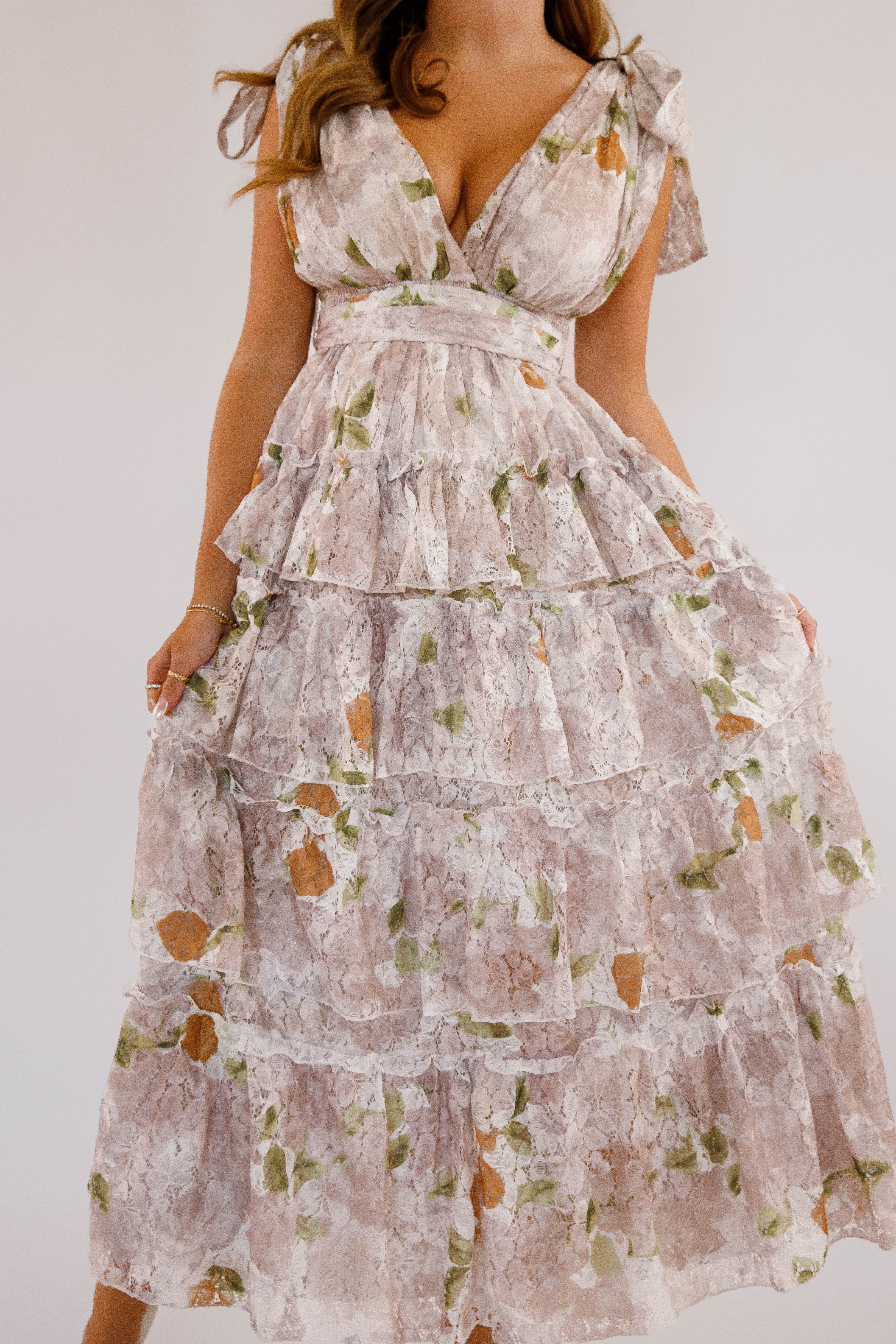 Nature's Charm Maxi Dress-Taupe