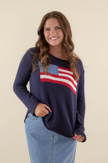 Feeling Patriotic Sweater-Navy