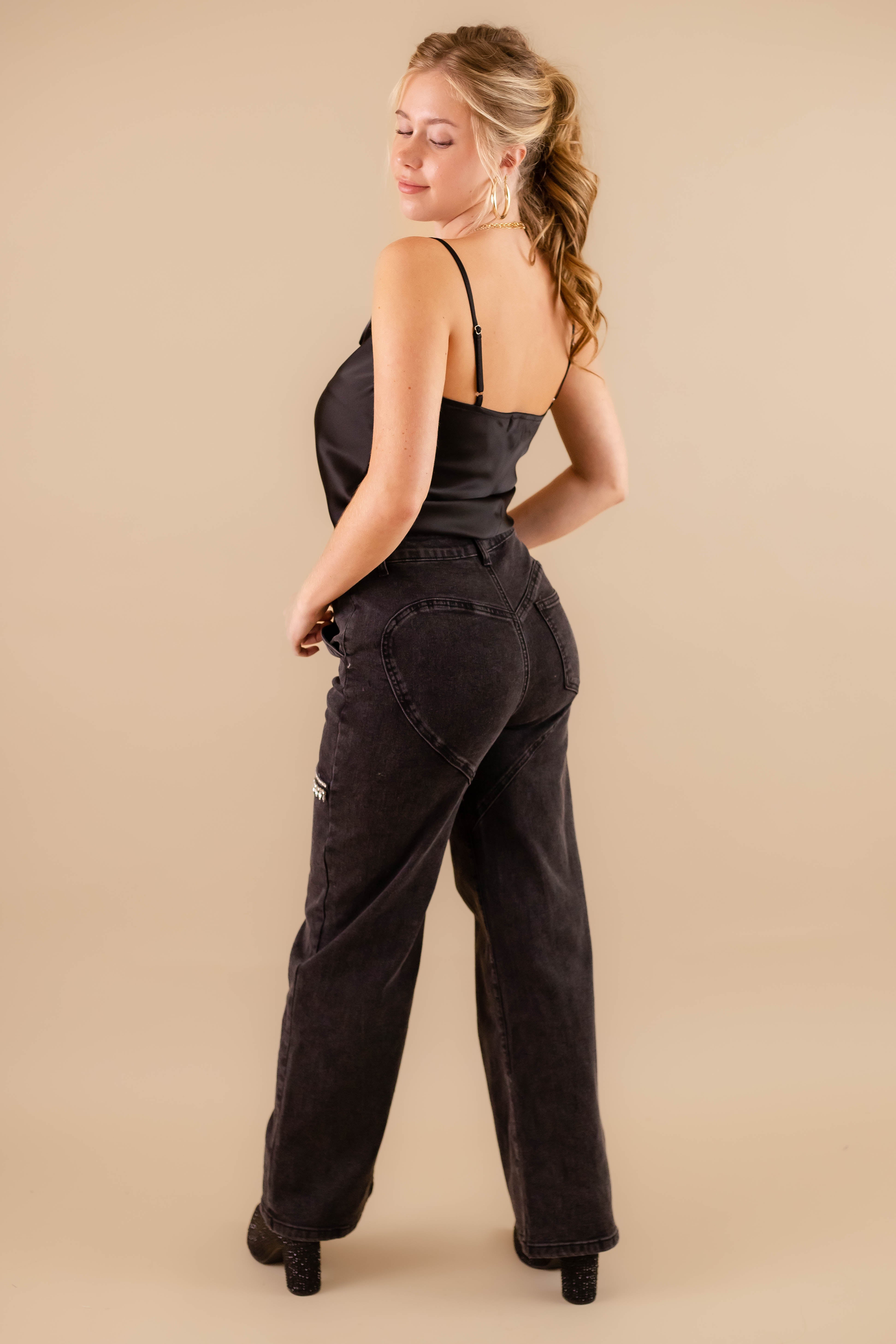 RESTOCK: Big Personality Rhinestone Denim-Black