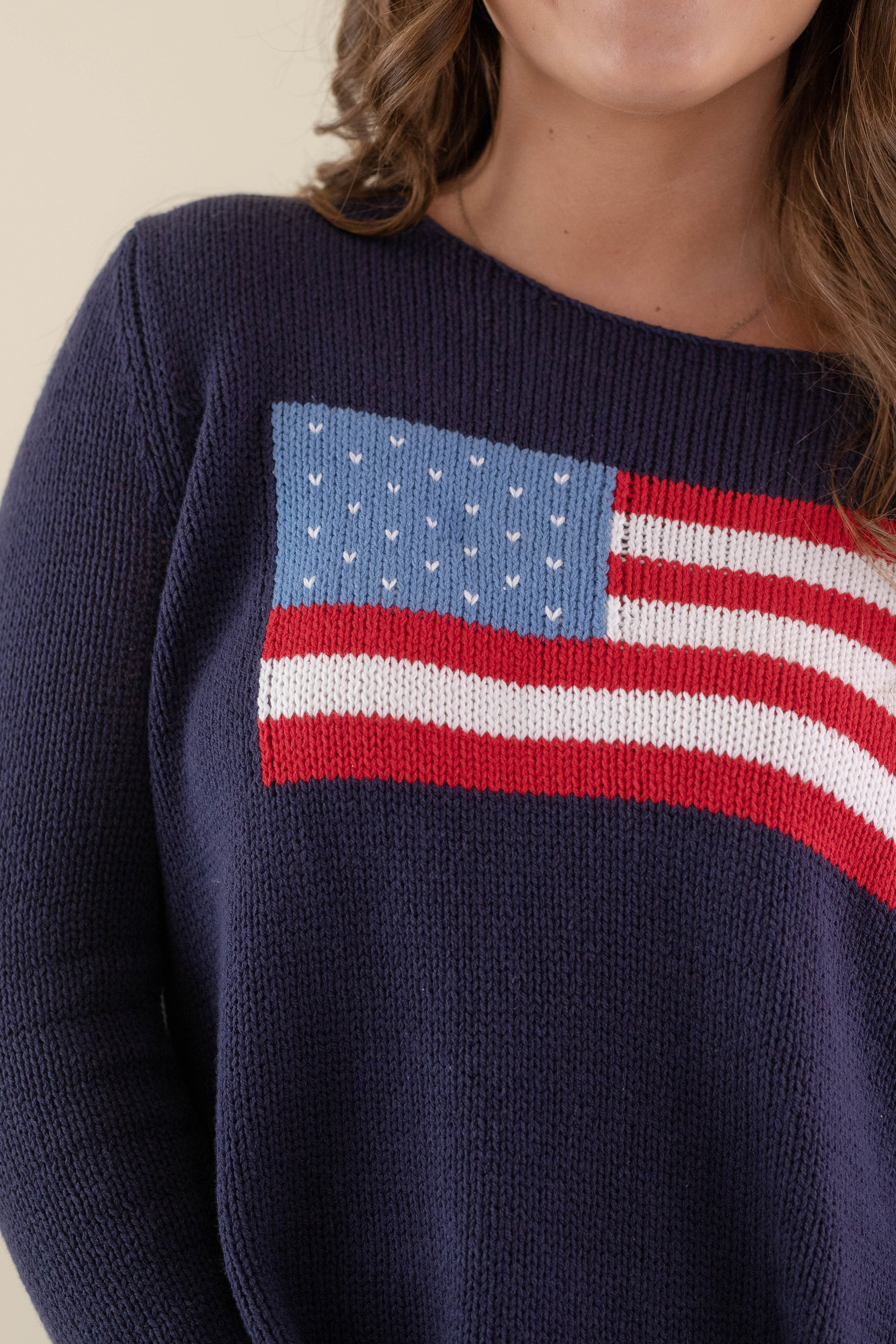 Feeling Patriotic Sweater-Navy