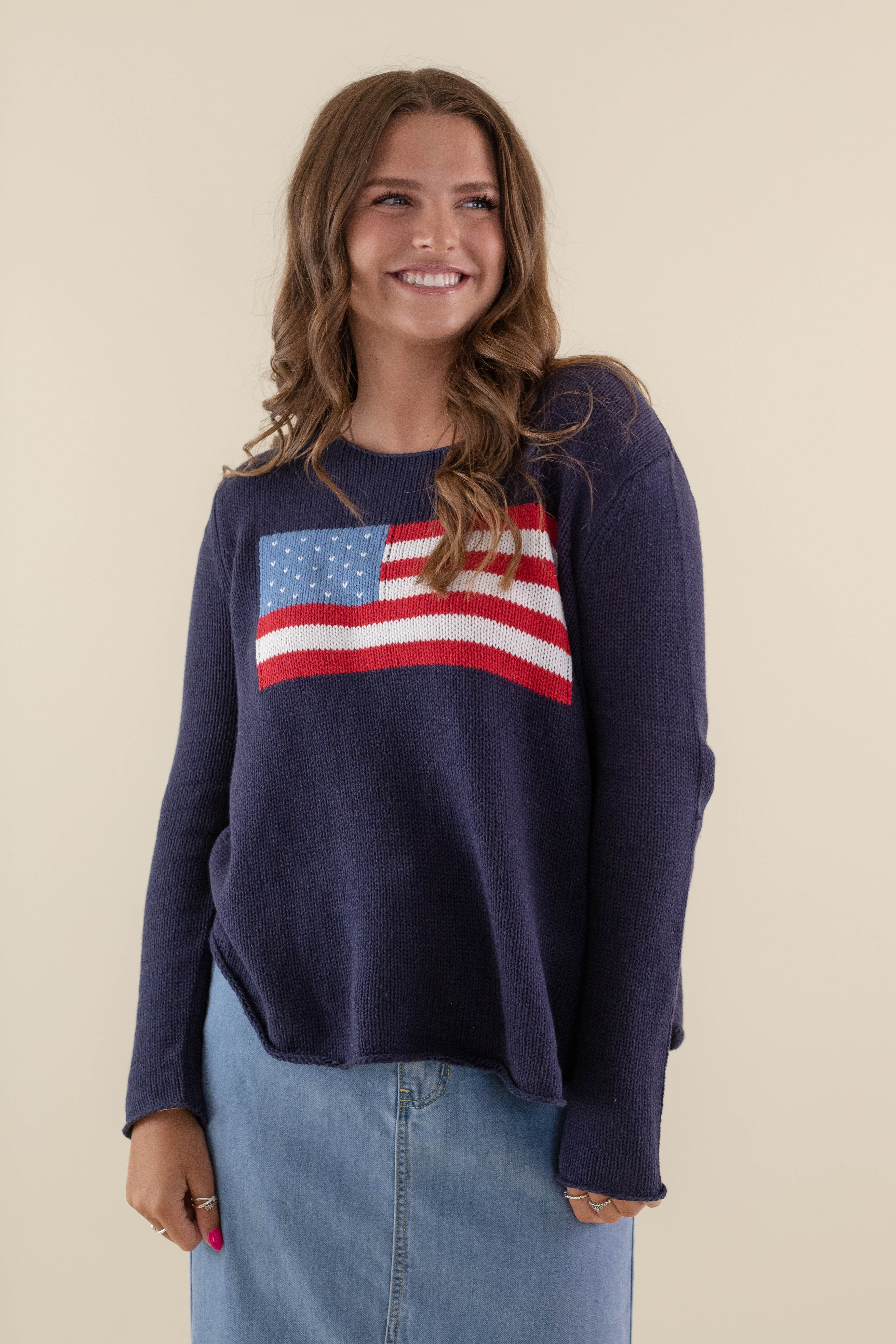 Feeling Patriotic Sweater-Navy