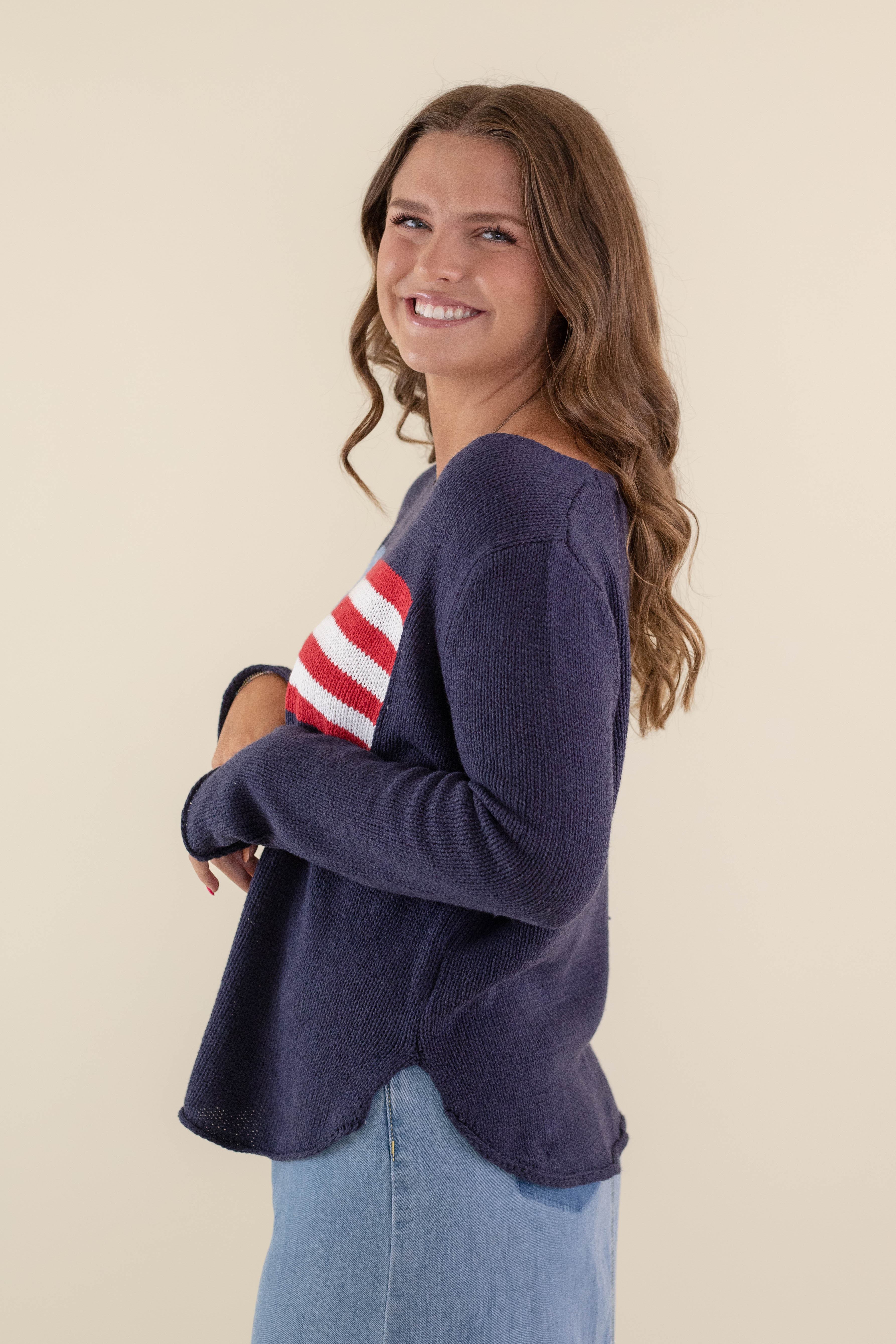 Feeling Patriotic Sweater-Navy