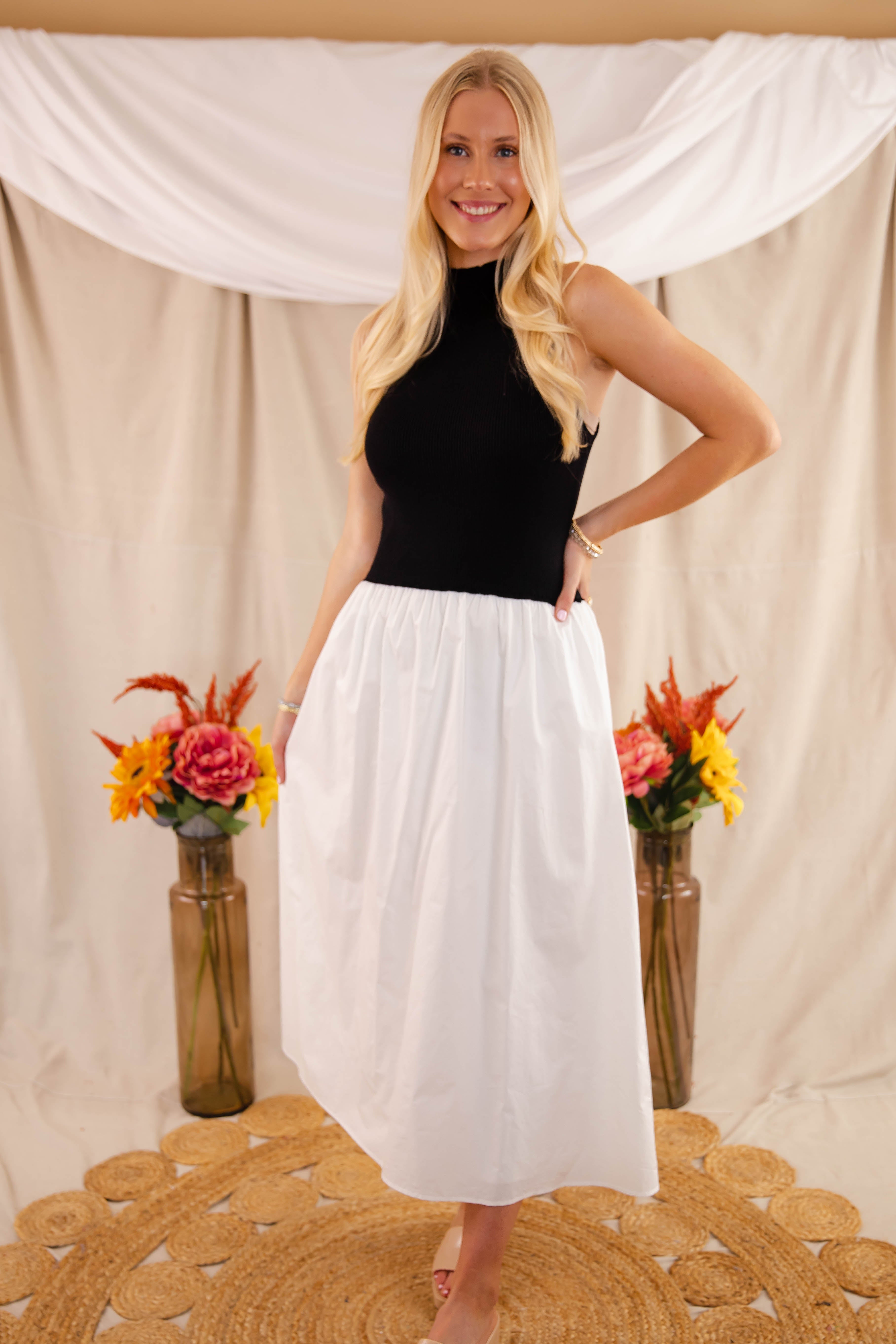 In Perfect Harmony Midi Dress-Black