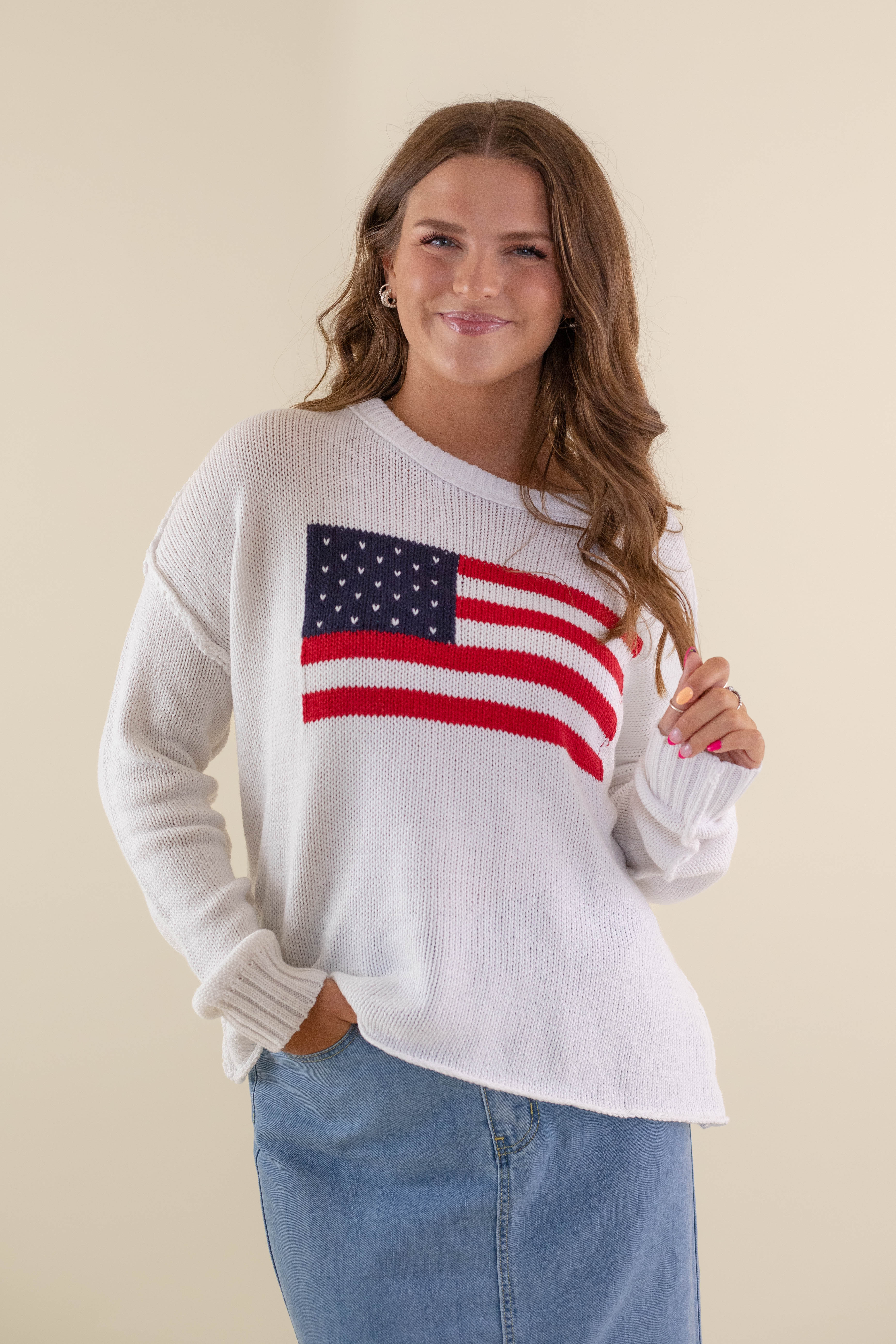 All American Sweater-White