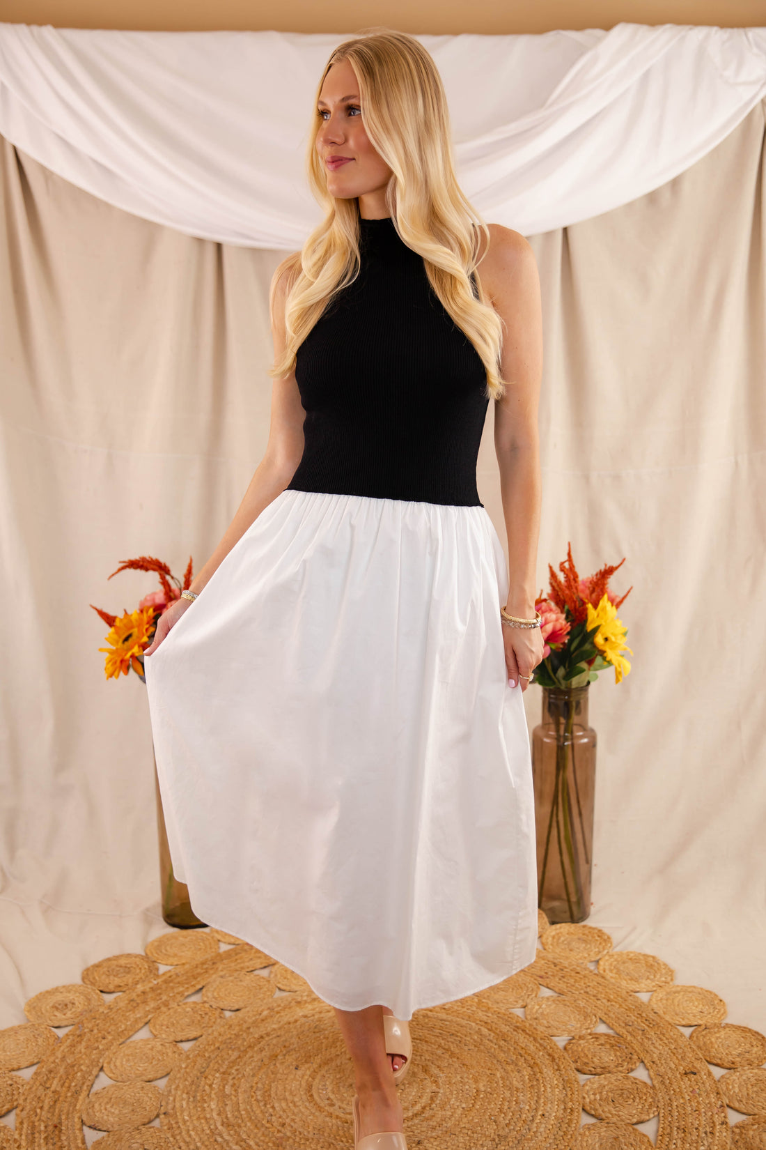 In Perfect Harmony Midi Dress-Black