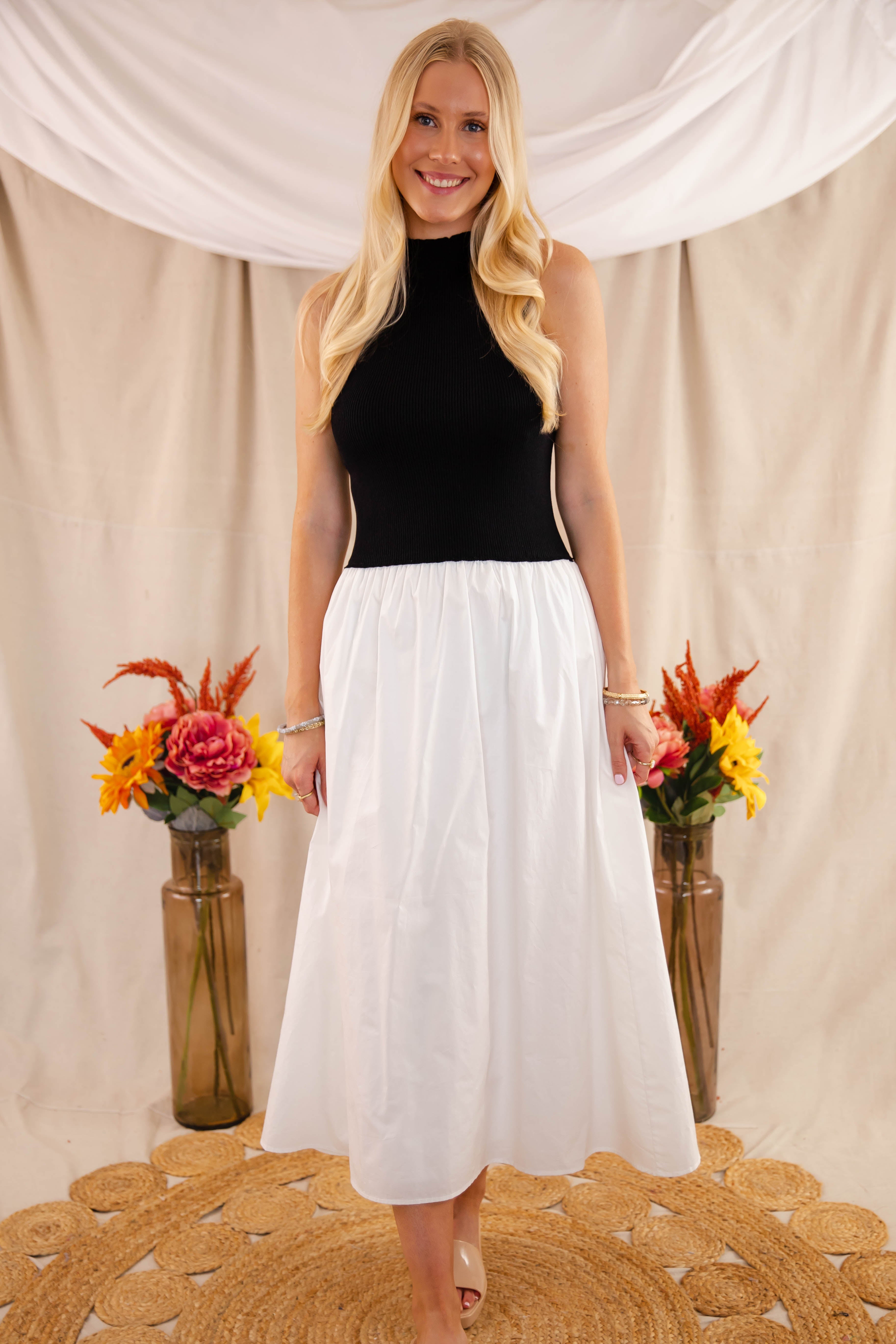In Perfect Harmony Midi Dress-Black