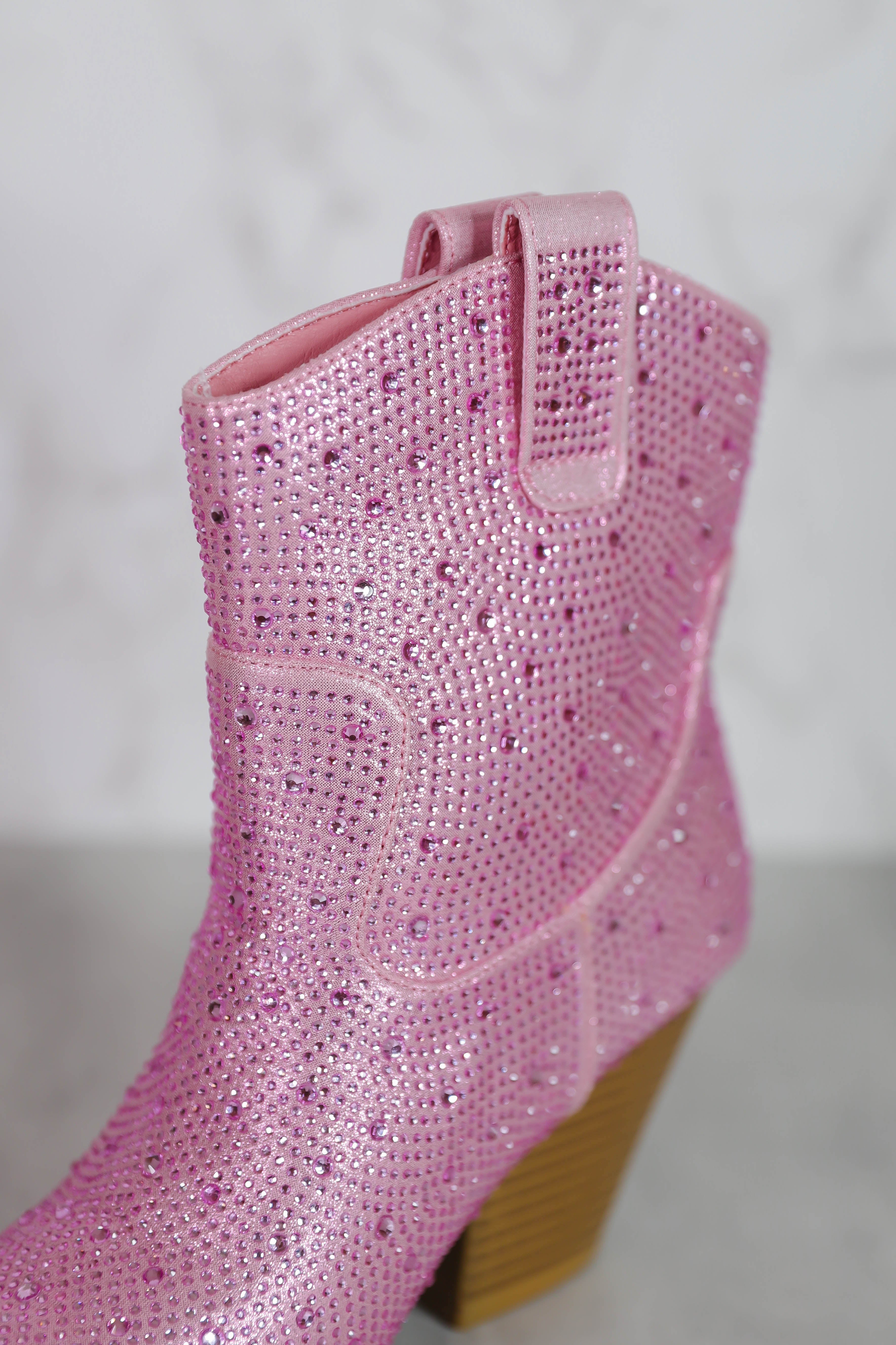 RESTOCK: Gretchen Rhinestone Booties-Blush