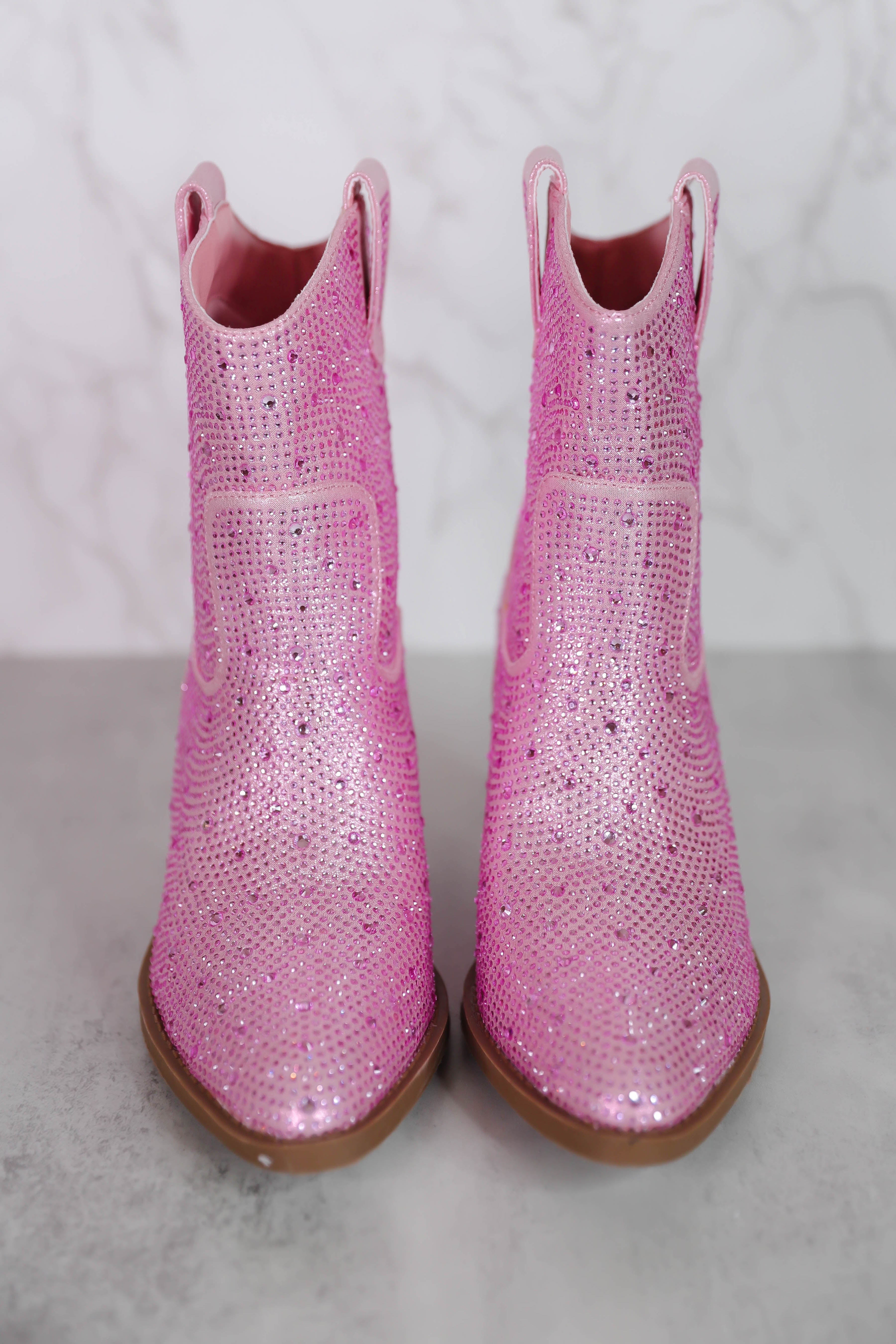 RESTOCK: Gretchen Rhinestone Booties-Blush