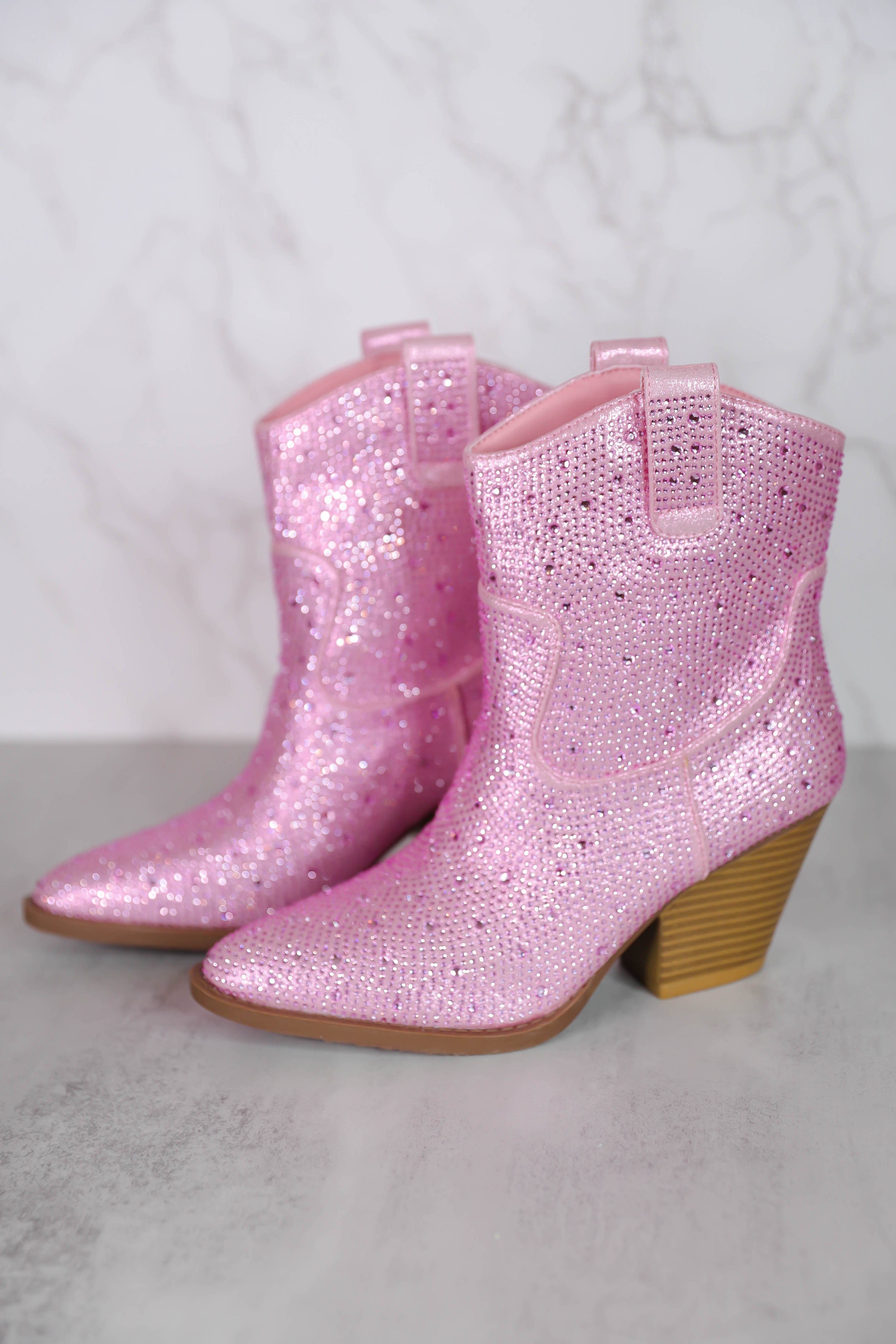 RESTOCK: Gretchen Rhinestone Booties-Blush