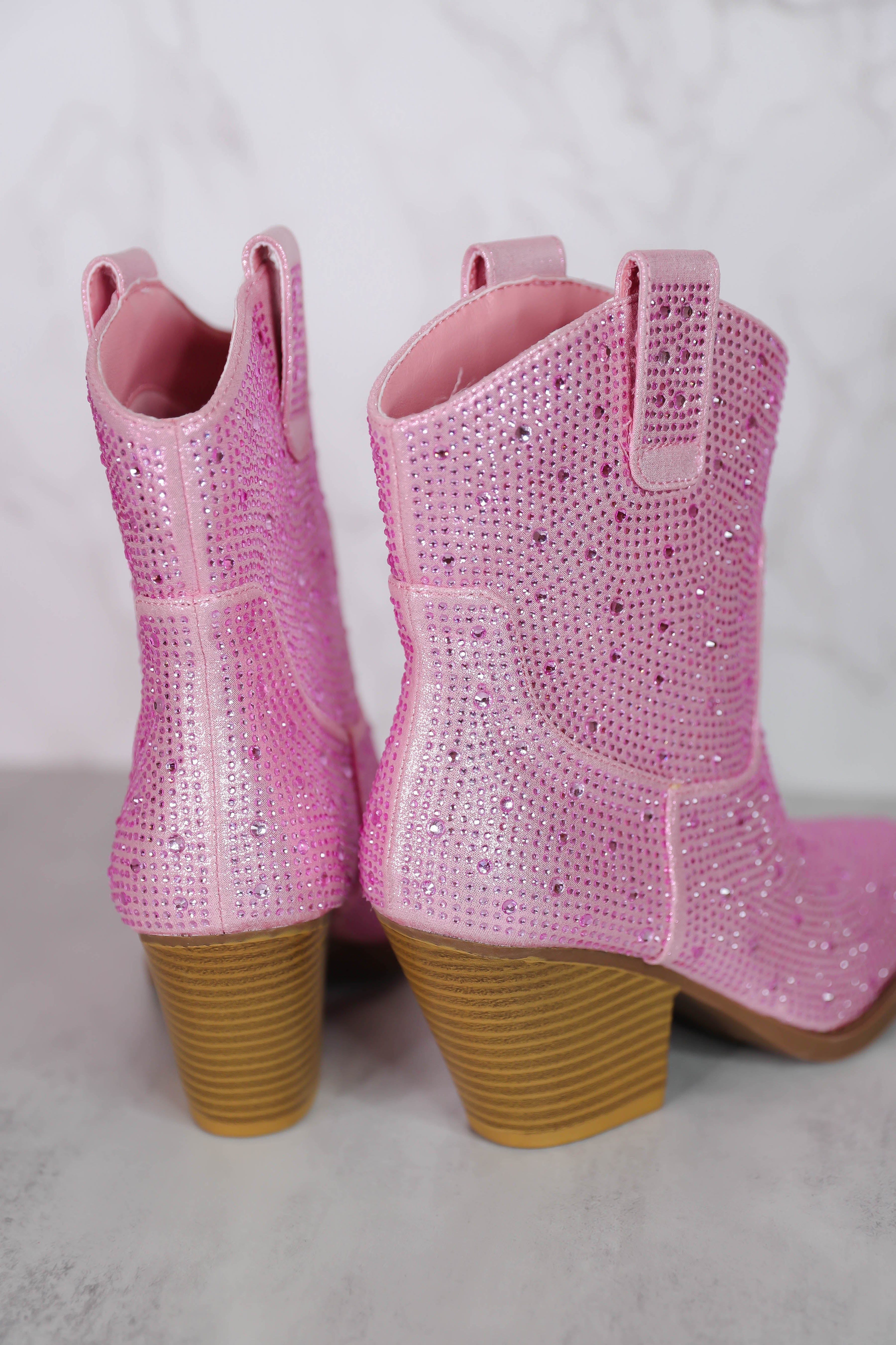 RESTOCK: Gretchen Rhinestone Booties-Blush