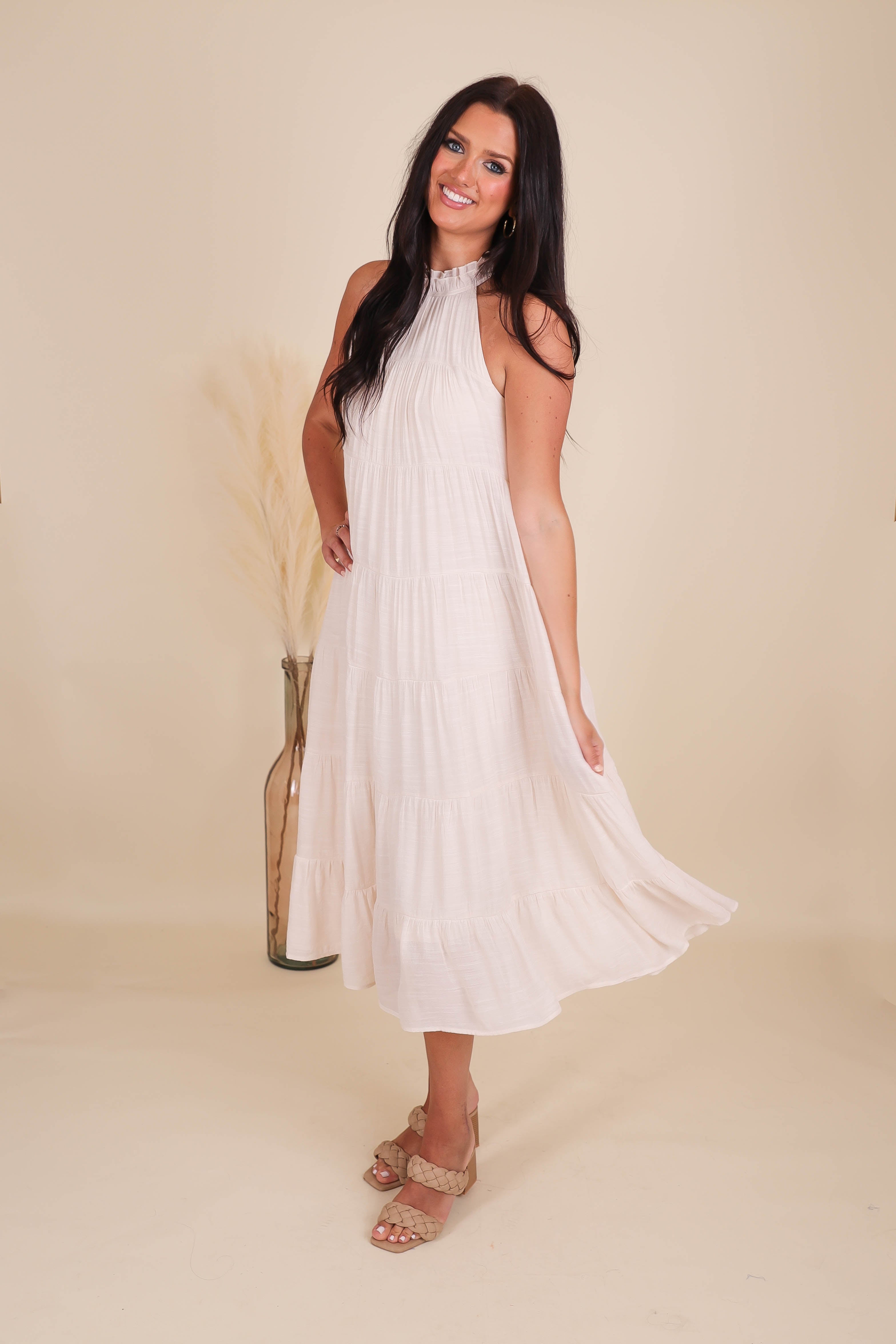 FINAL SALE: Drifting Through Time Midi Dress-Ivory
