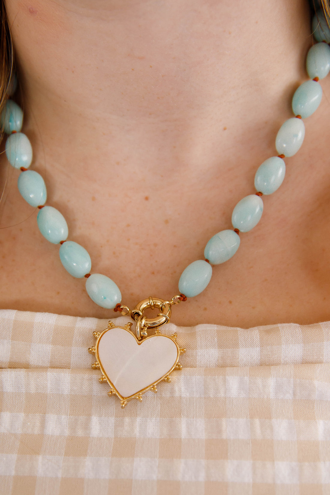 My Heart is Full Beaded Necklace-Mint
