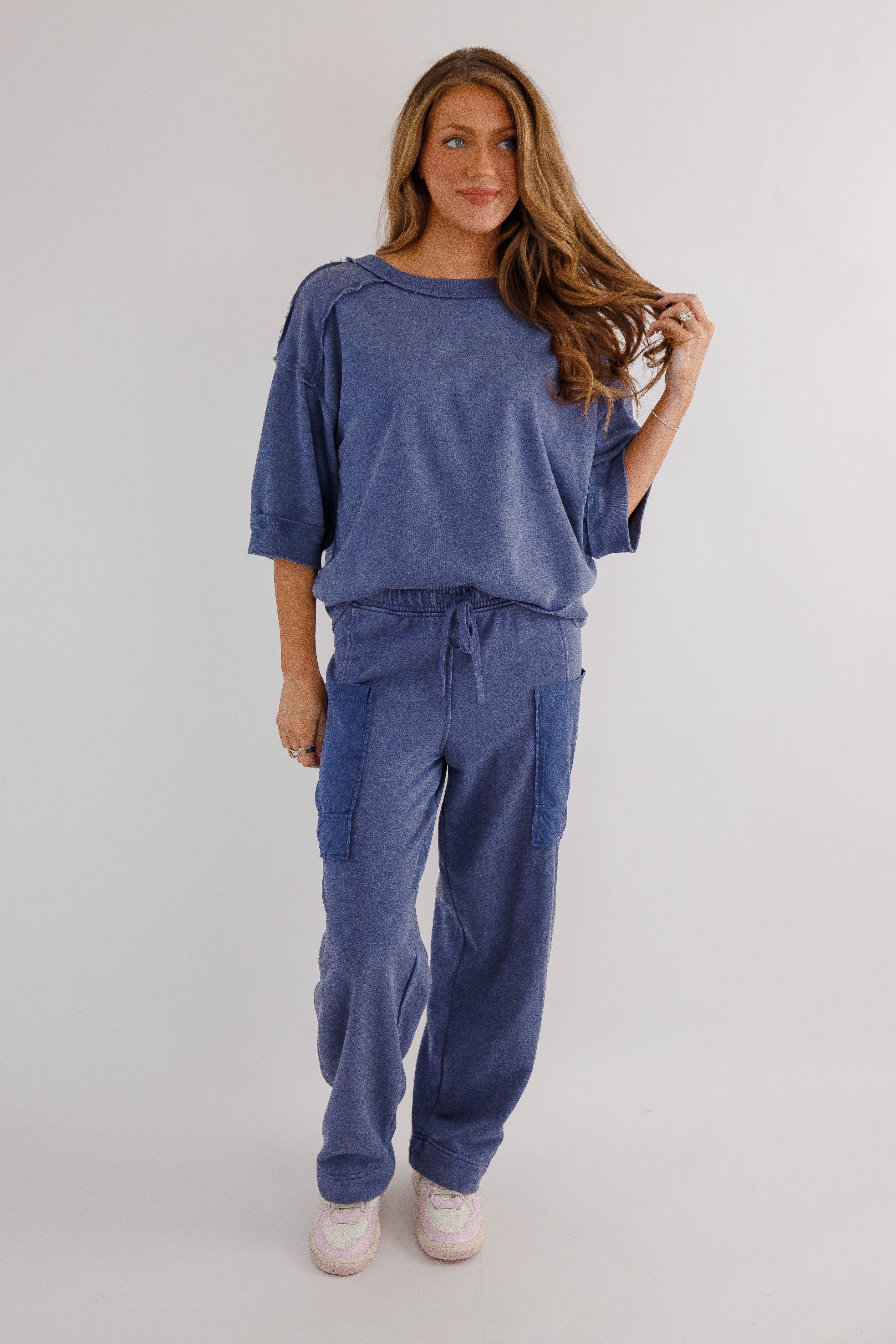 Reset and Go Lounge Pants-Navy