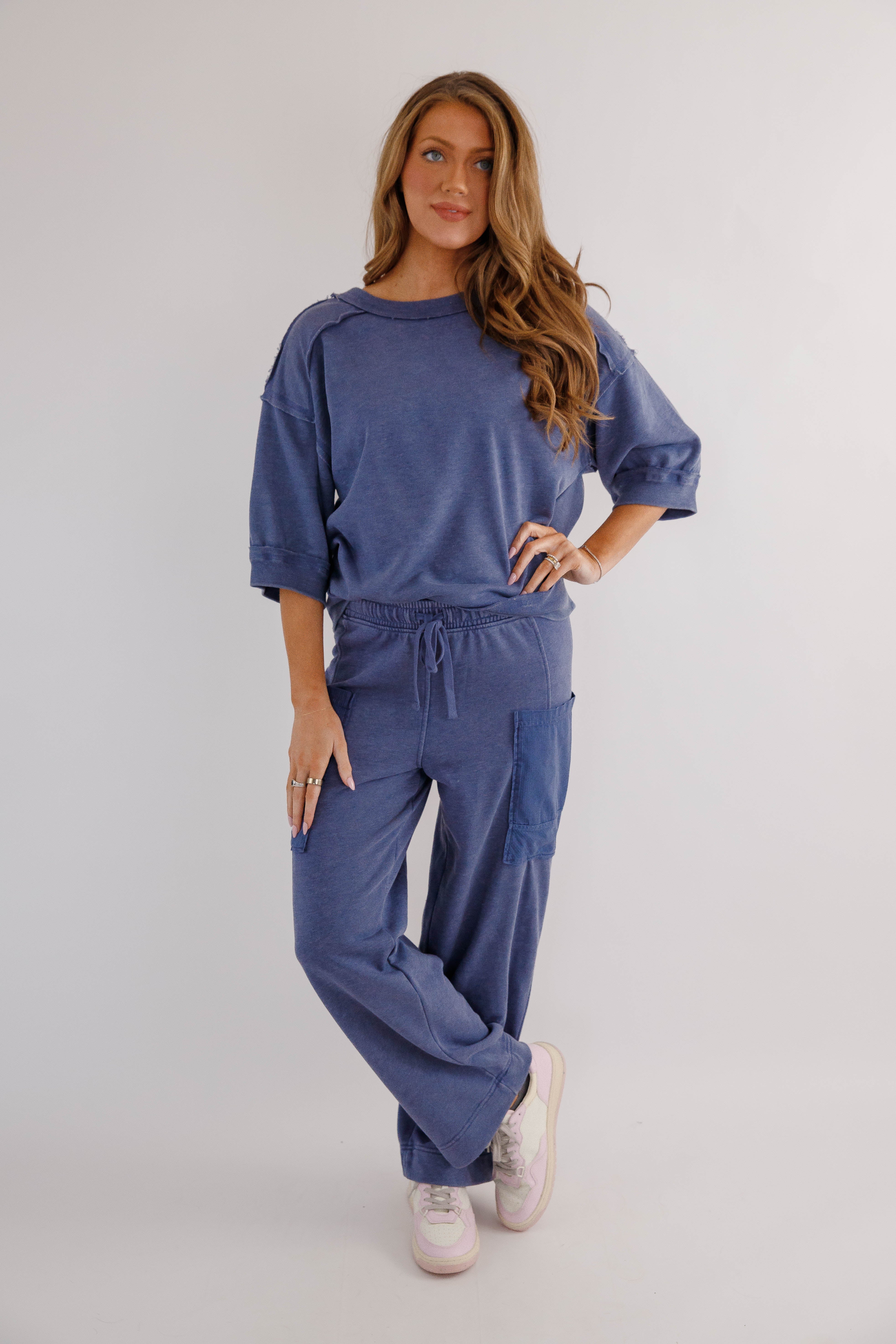 Reset and Go Lounge Pants-Navy