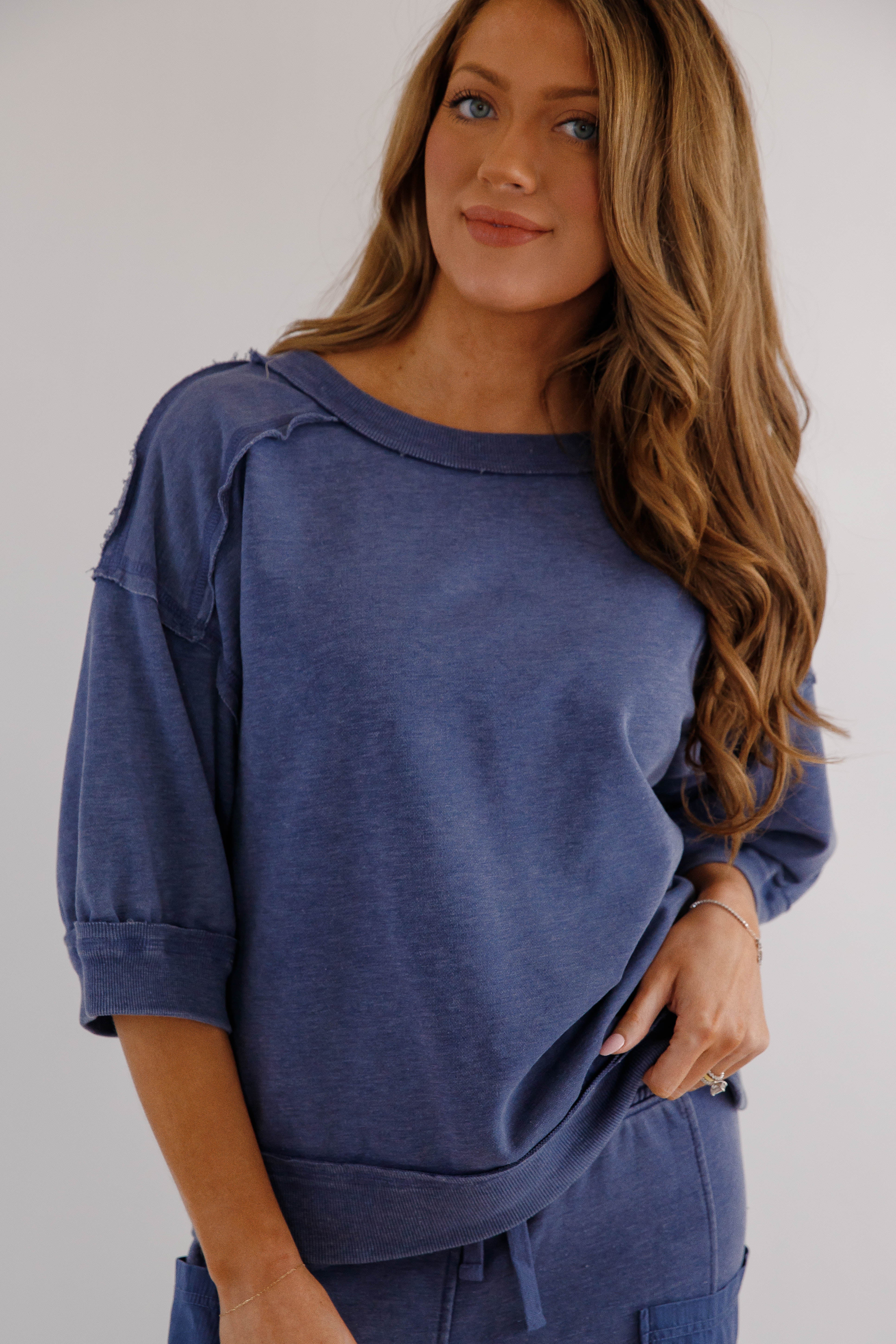 Reset and Go Lounge Top-Navy