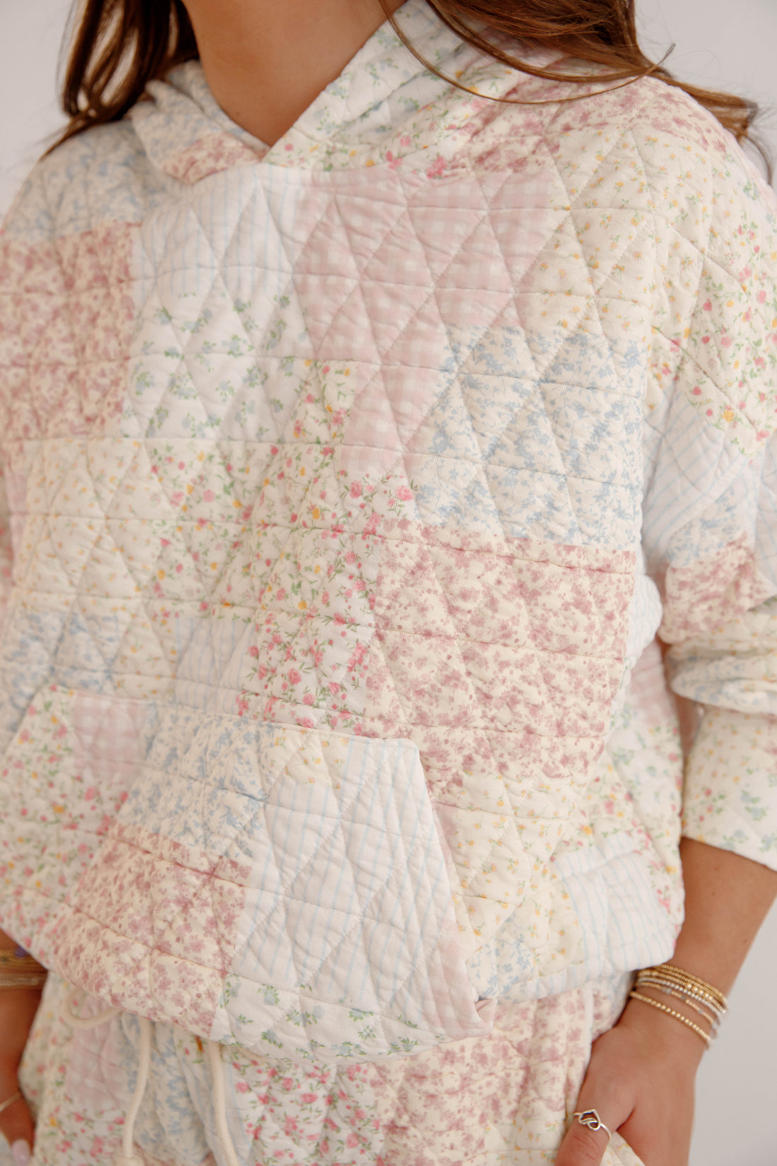 You and Me Quilted Hoodie