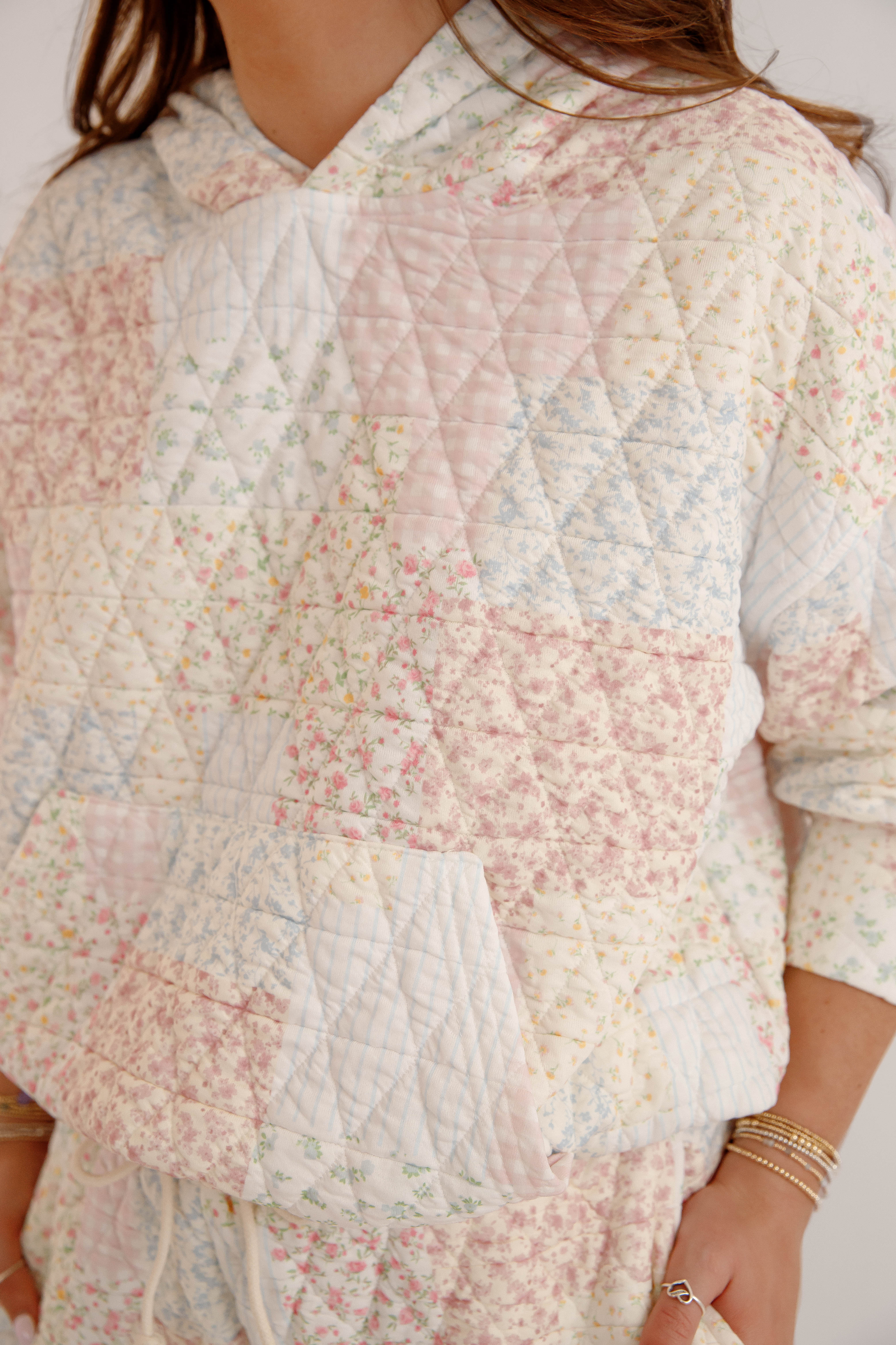 You and Me Quilted Hoodie