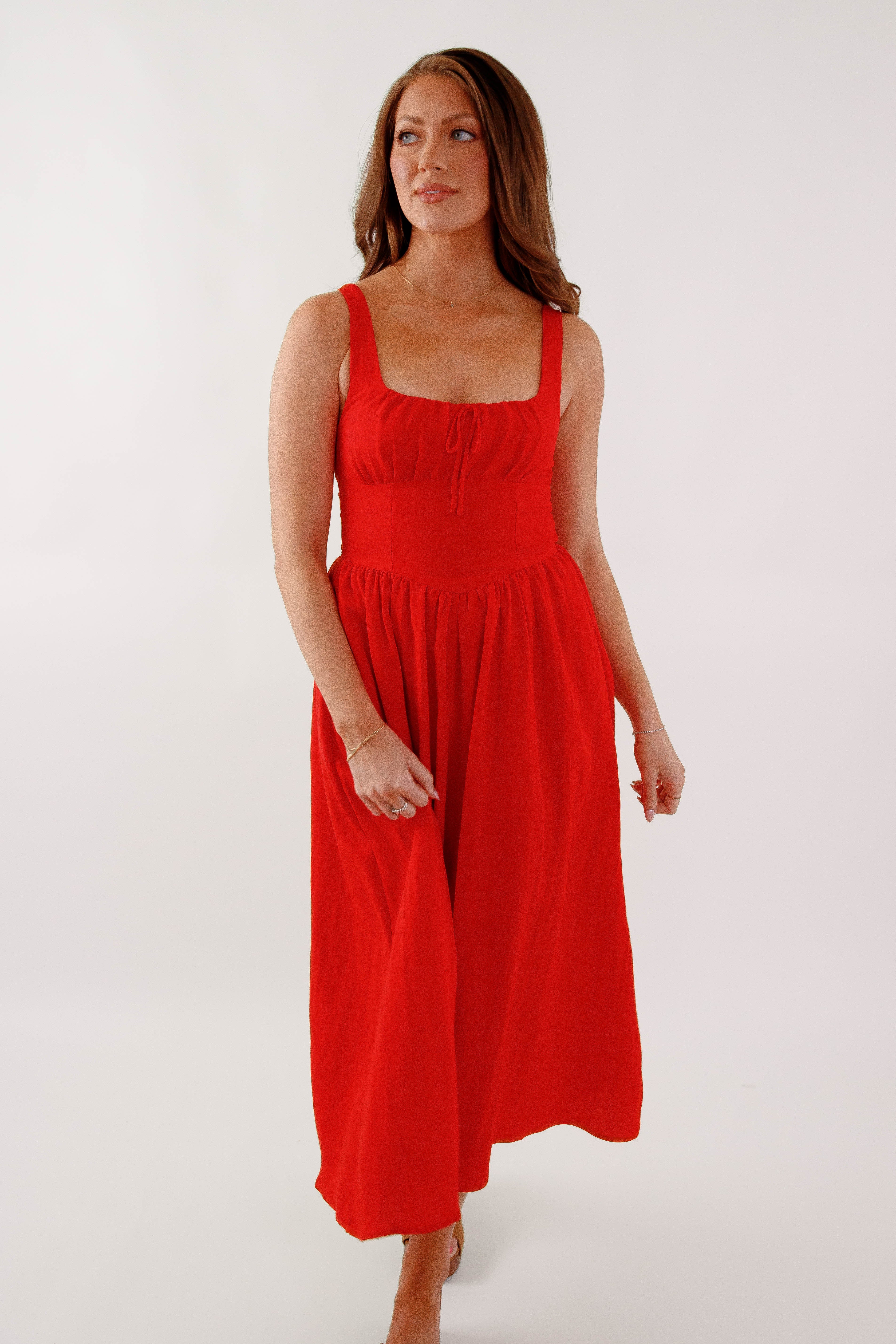 Noticing A Pattern Midi Dress-Red
