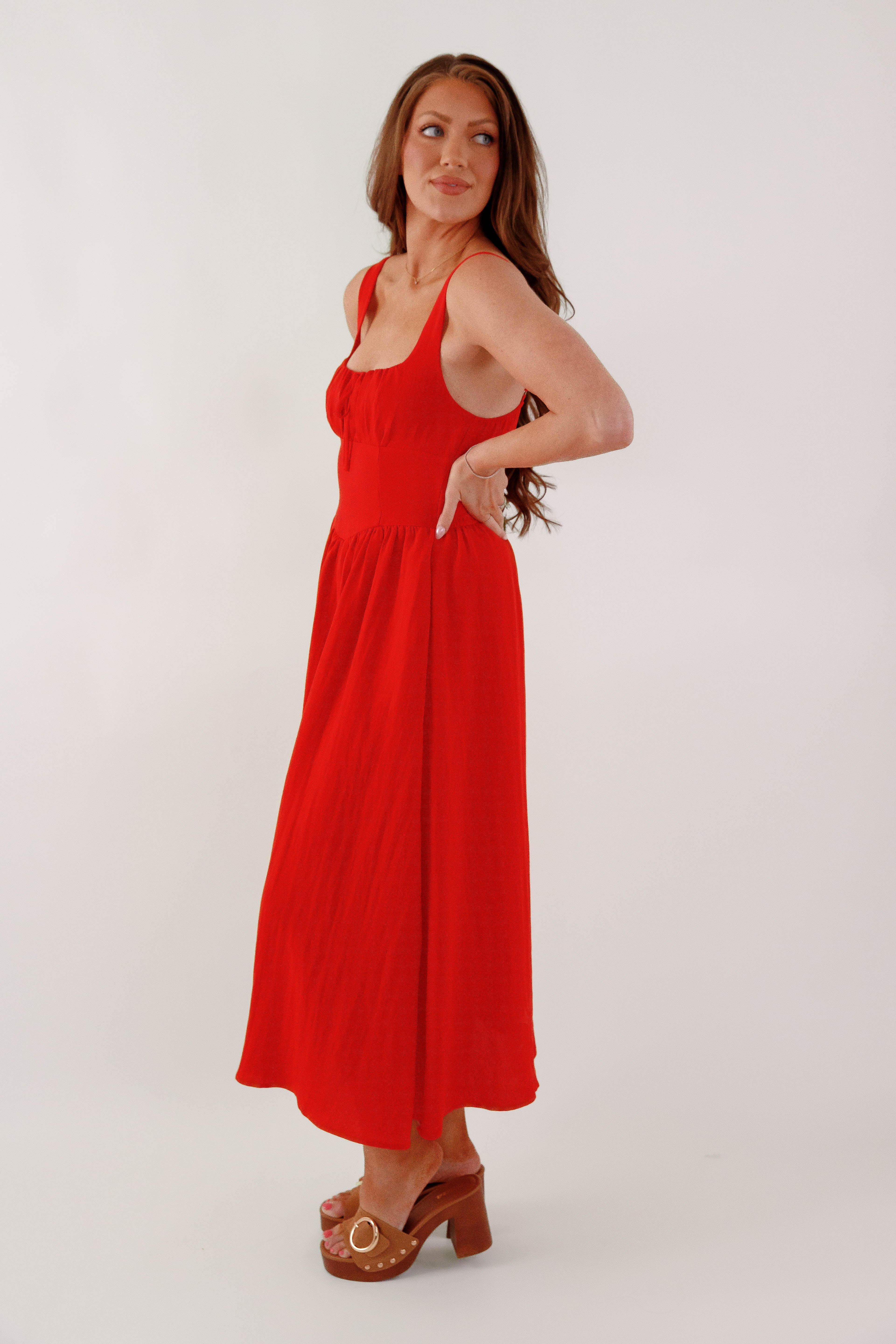 Noticing A Pattern Midi Dress-Red
