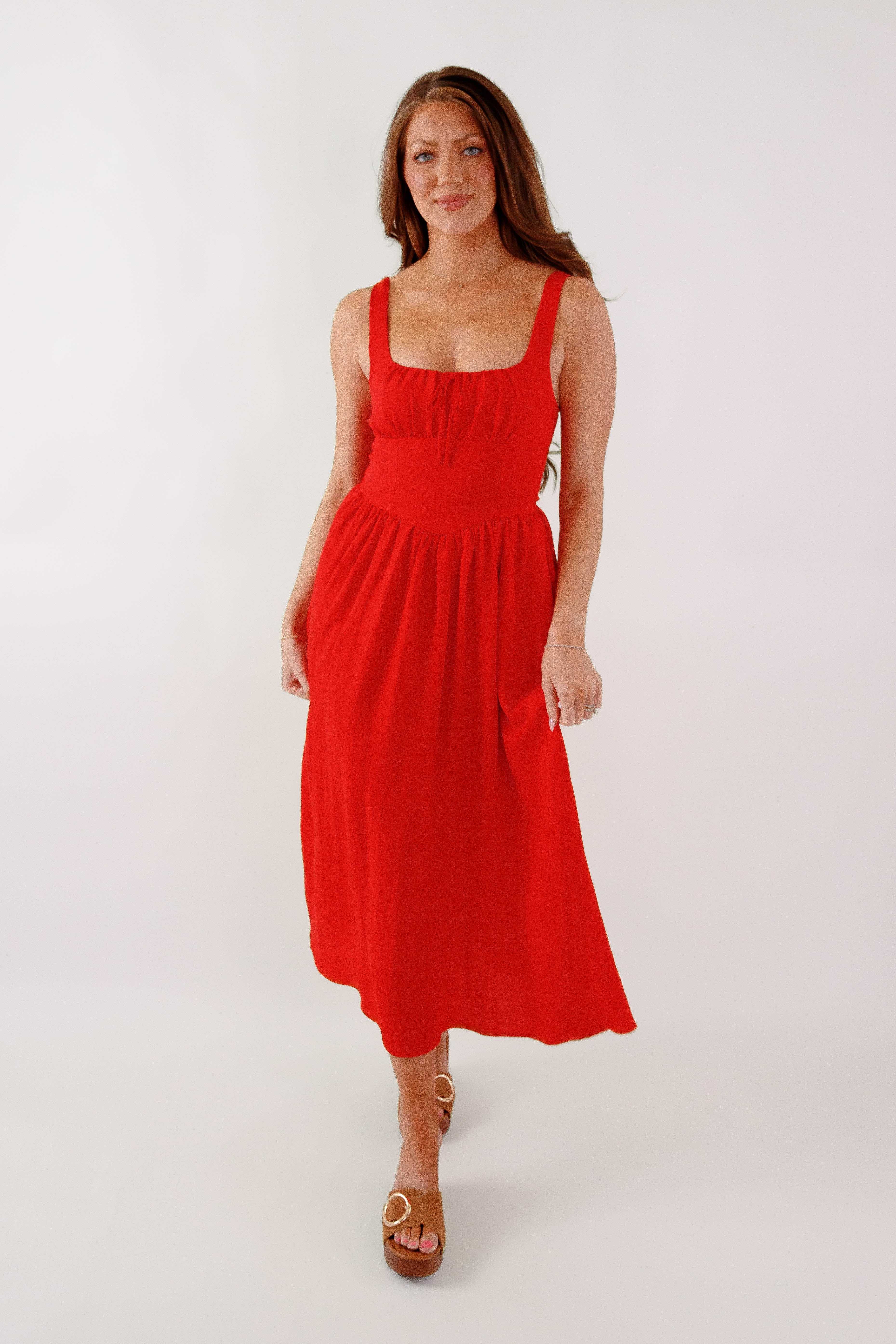 Noticing A Pattern Midi Dress-Red