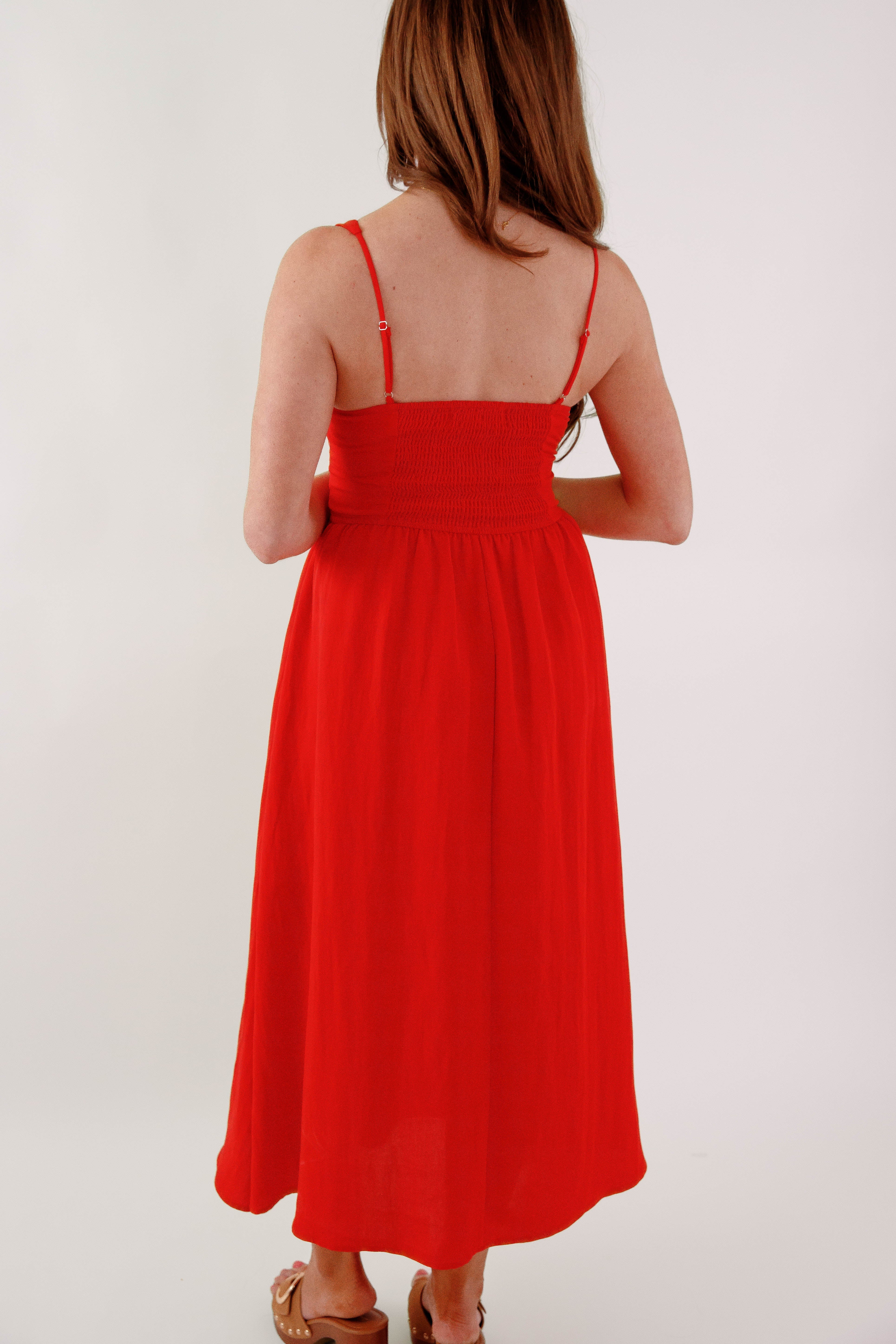 Noticing A Pattern Midi Dress-Red