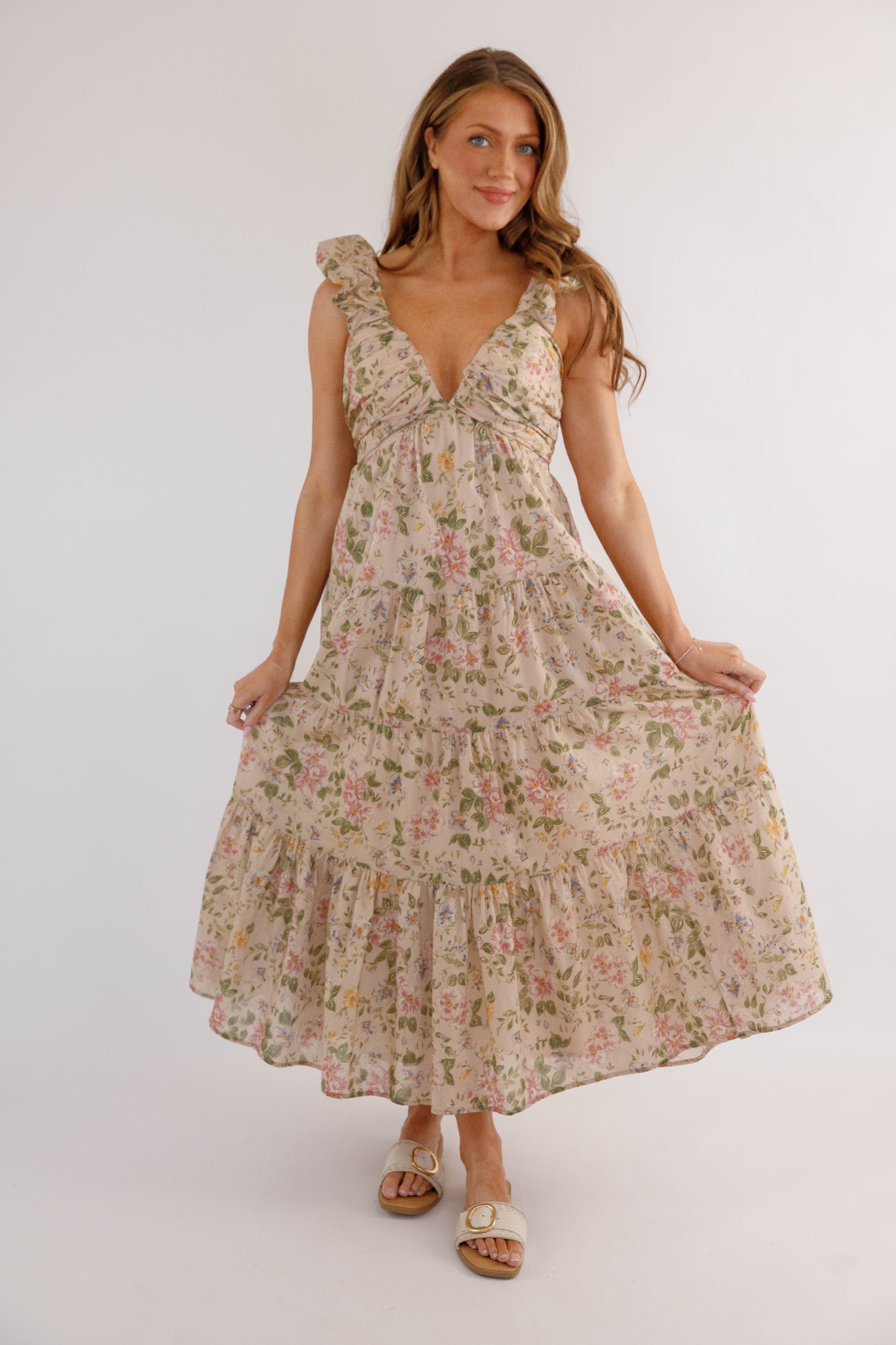 Season of Renewal Maxi Dress-Taupe