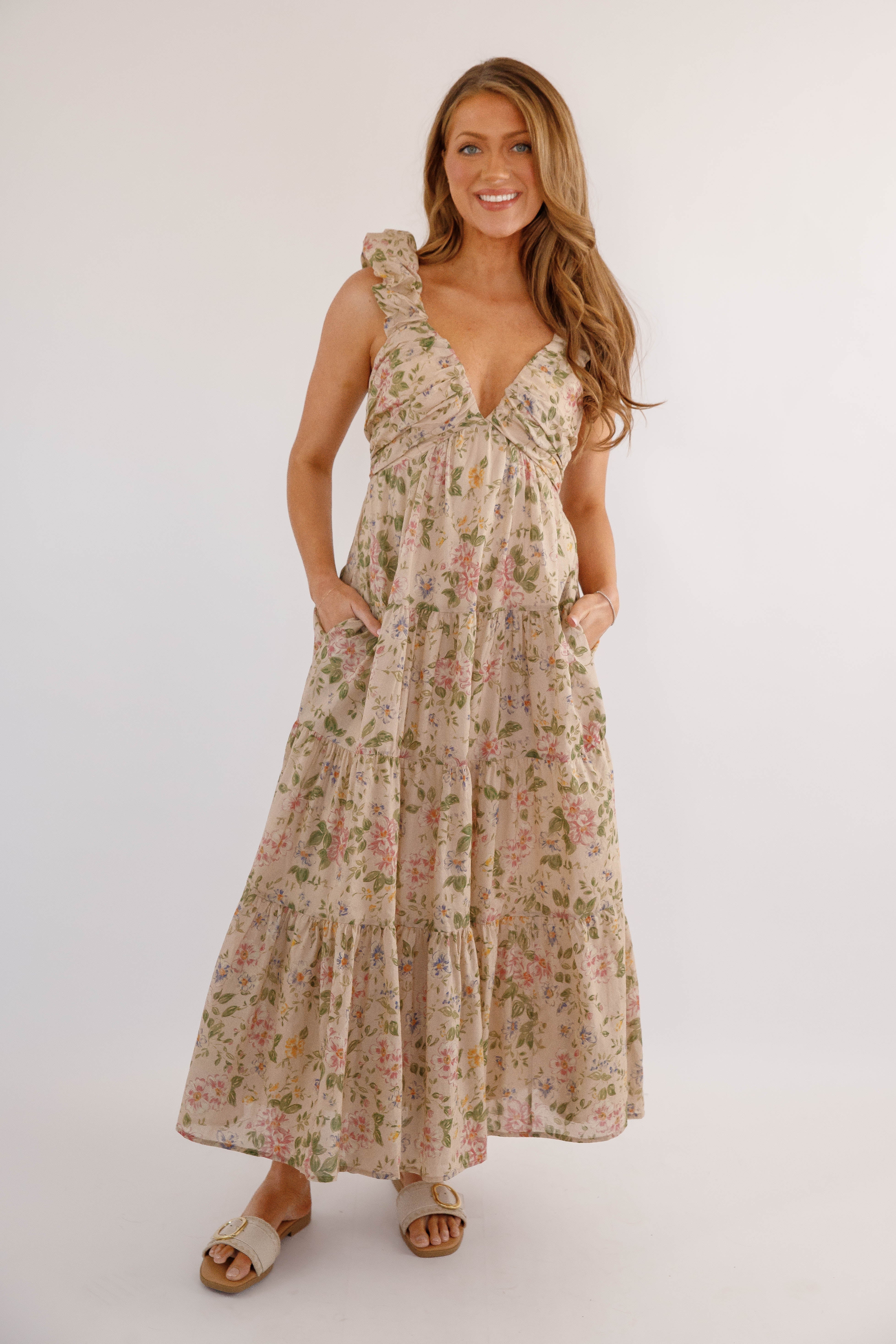 Season of Renewal Maxi Dress-Taupe