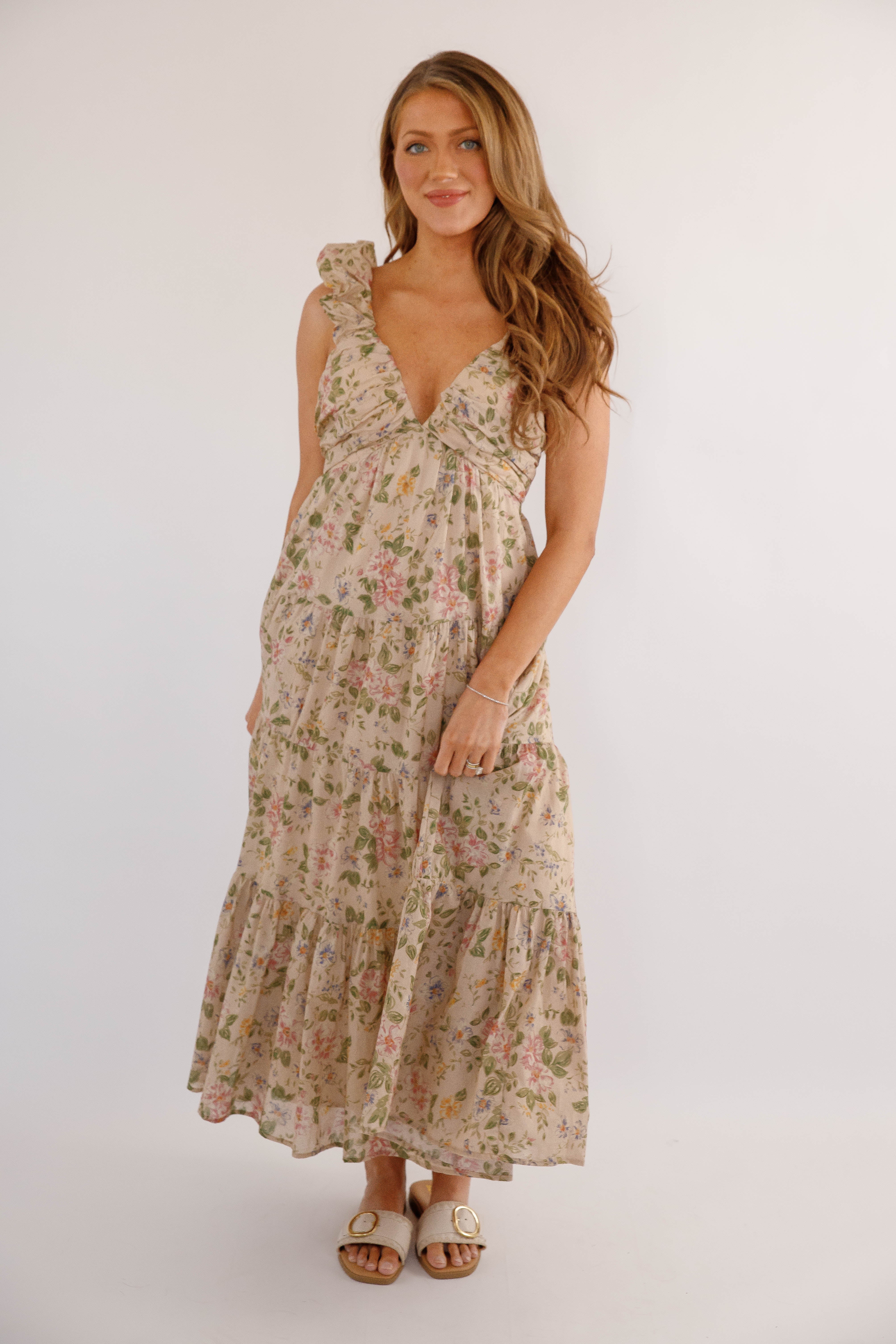 Season of Renewal Maxi Dress-Taupe