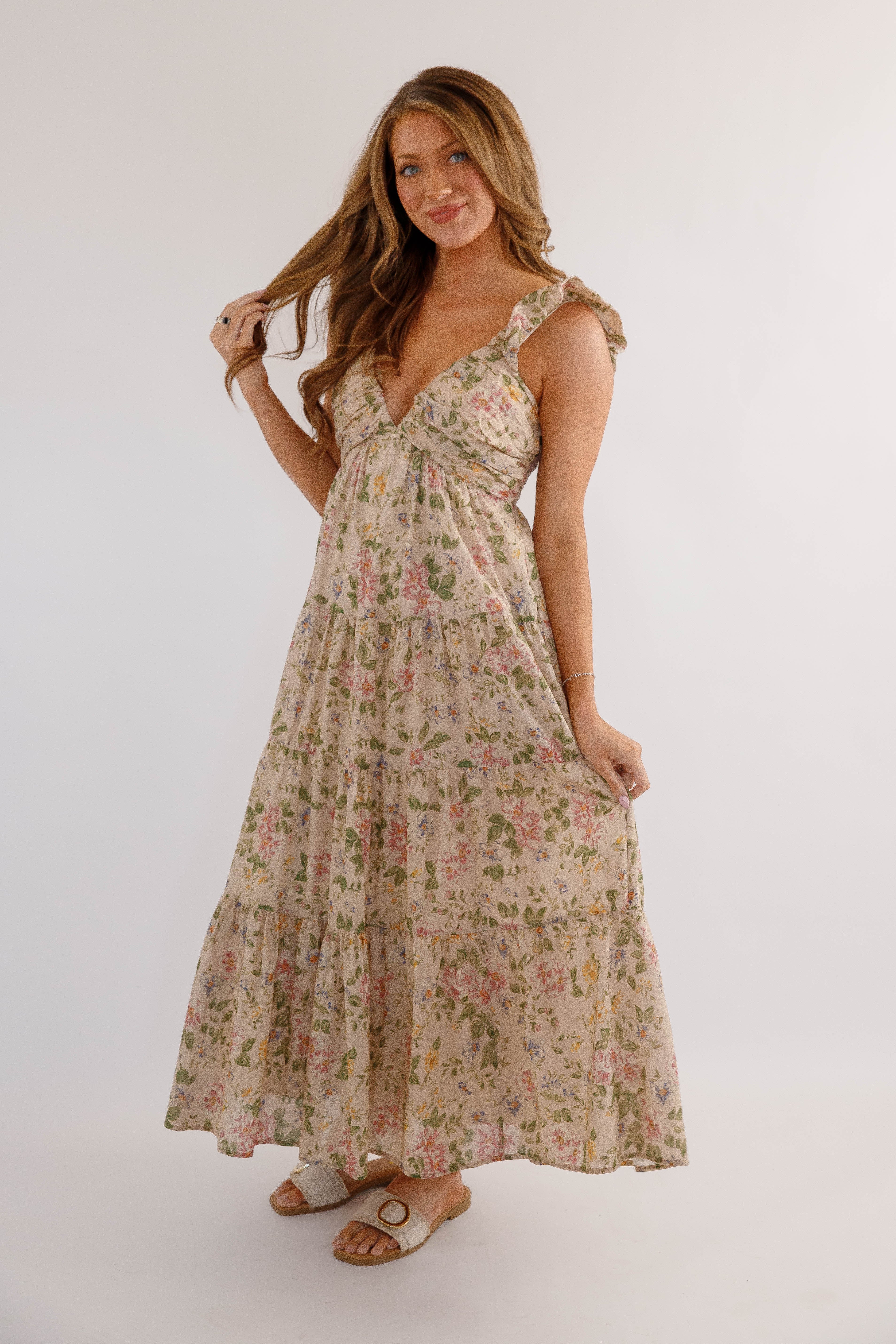 Season of Renewal Maxi Dress-Taupe