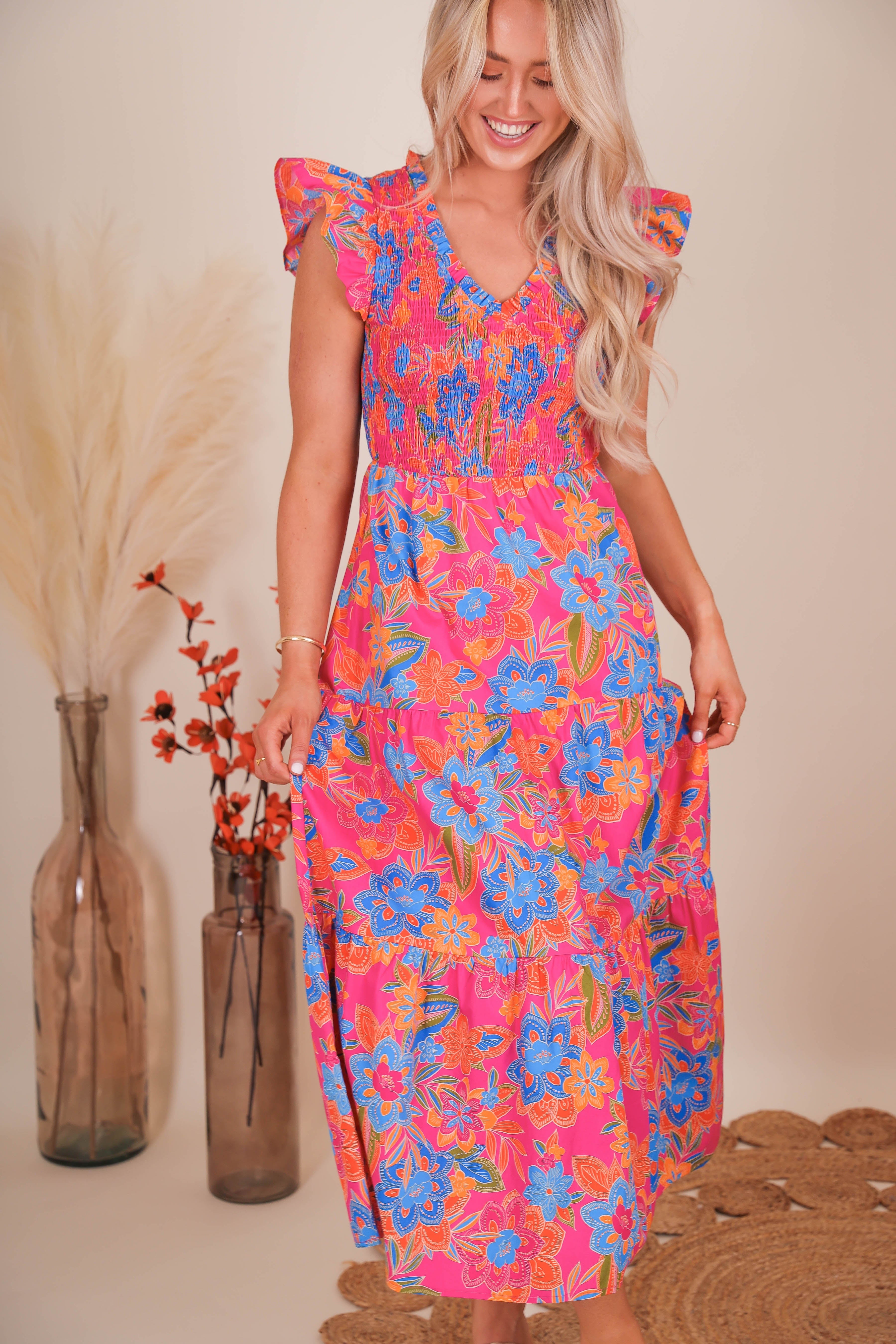 RESTOCK: It's No Surprise Midi Dress-Floral