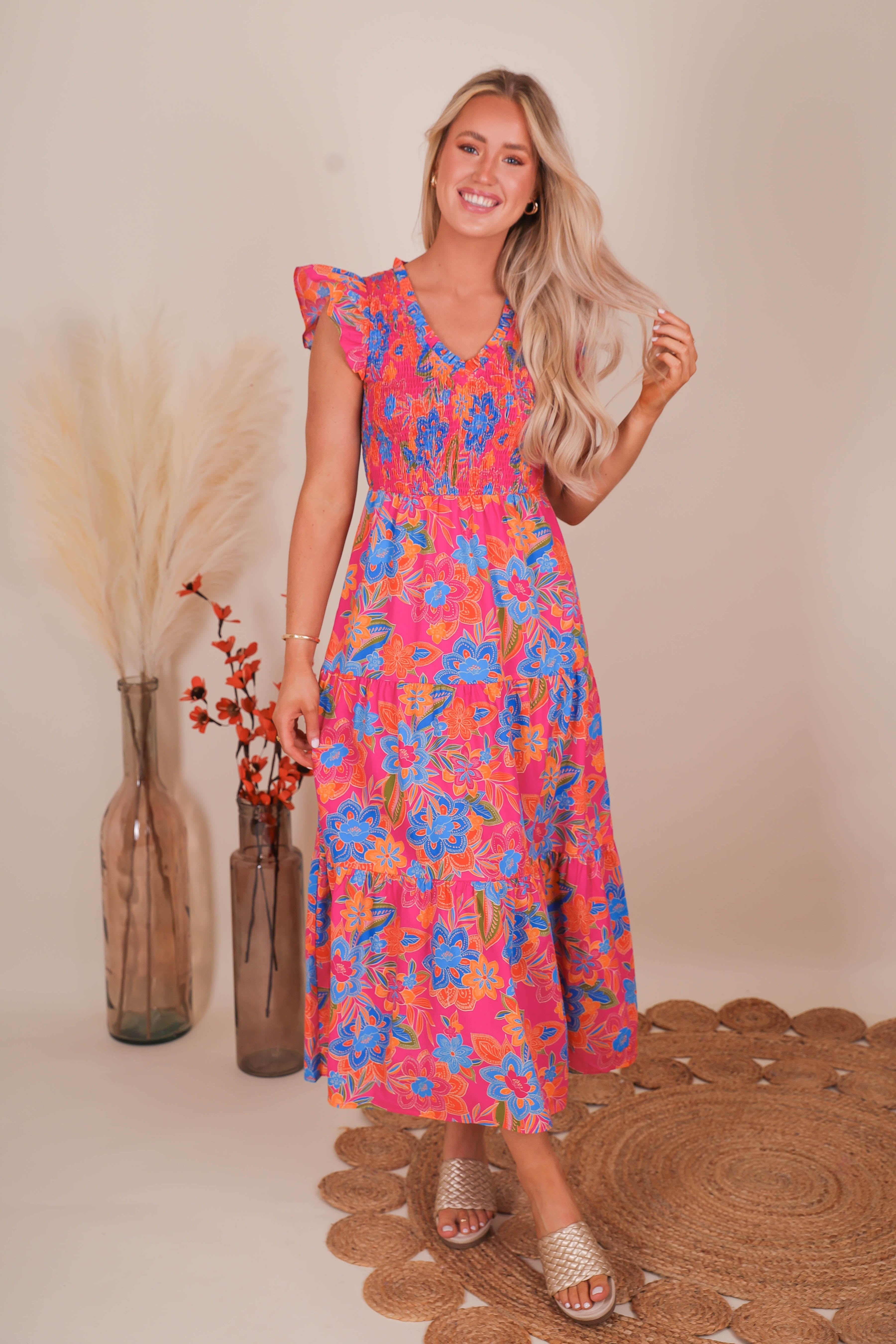 RESTOCK: It's No Surprise Midi Dress-Floral