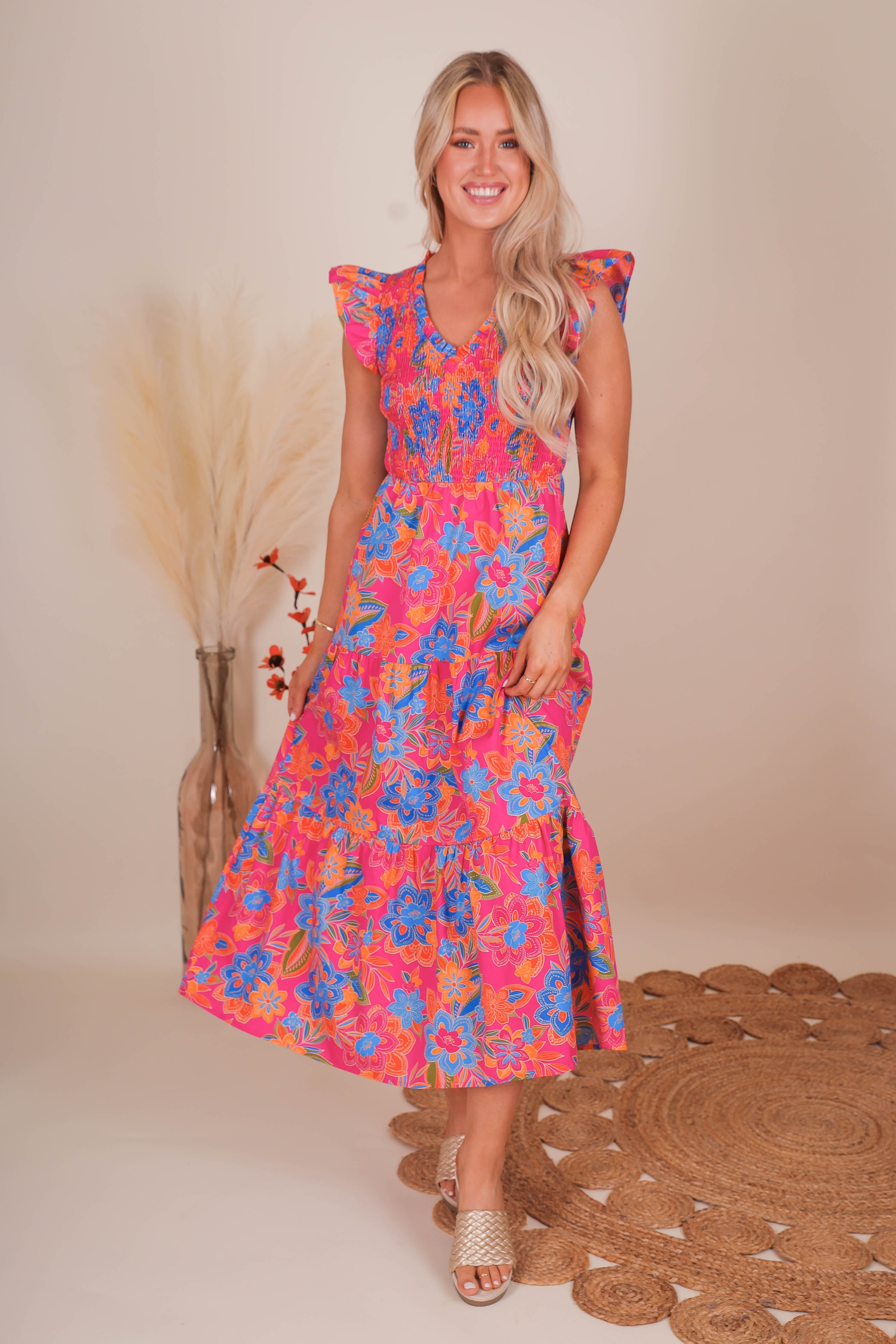 RESTOCK: It's No Surprise Midi Dress-Floral
