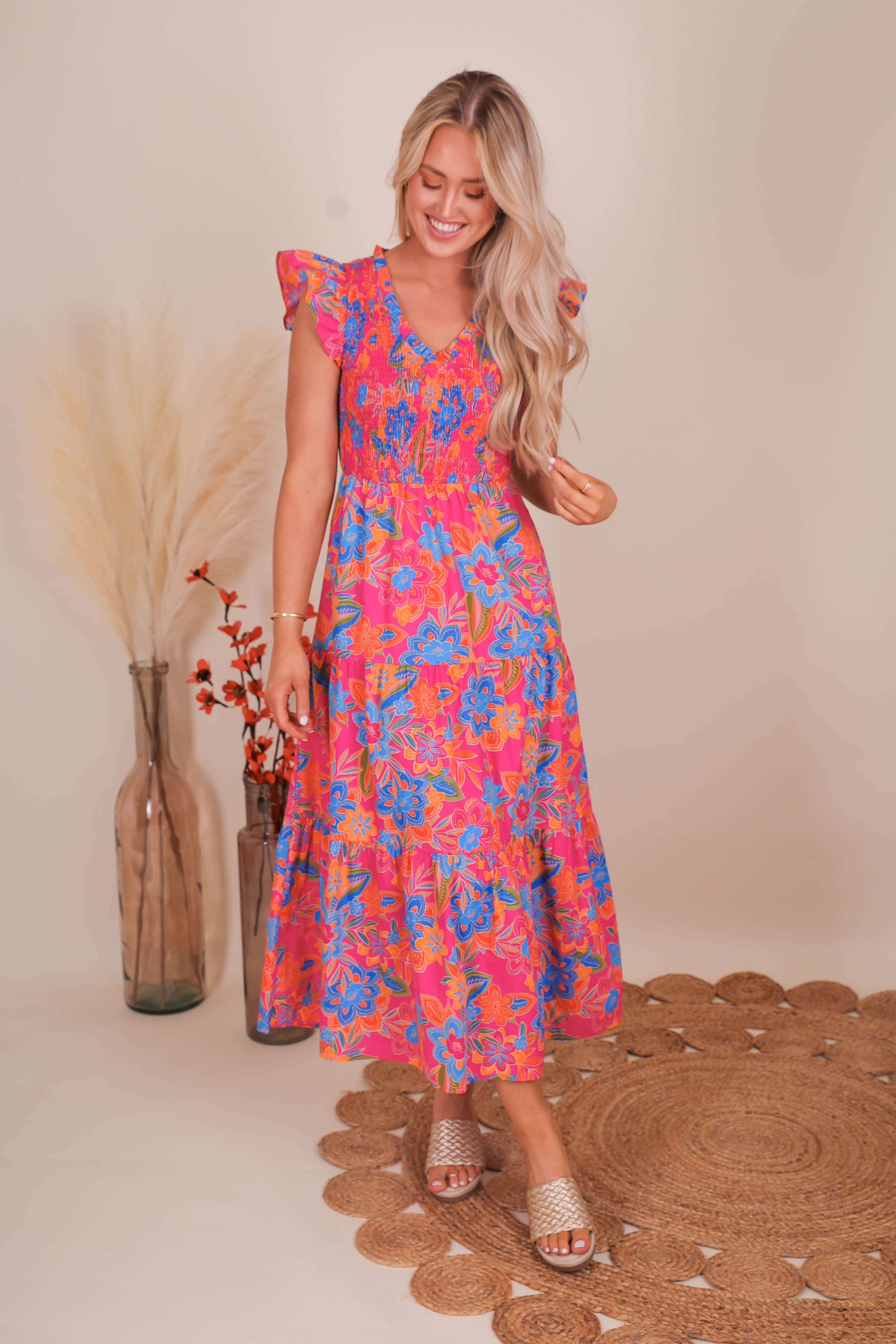 RESTOCK: It's No Surprise Midi Dress-Floral