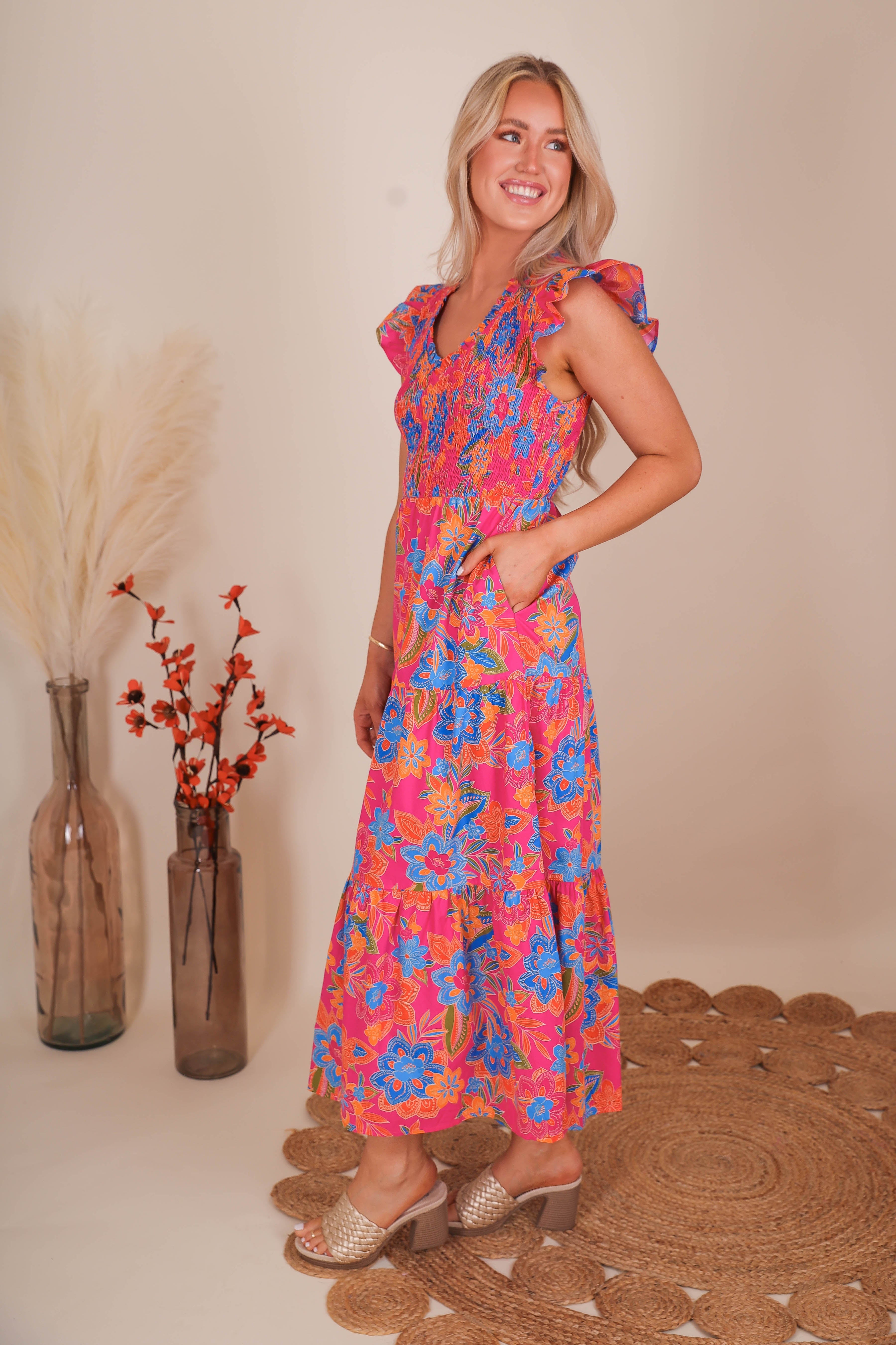 RESTOCK: It's No Surprise Midi Dress-Floral