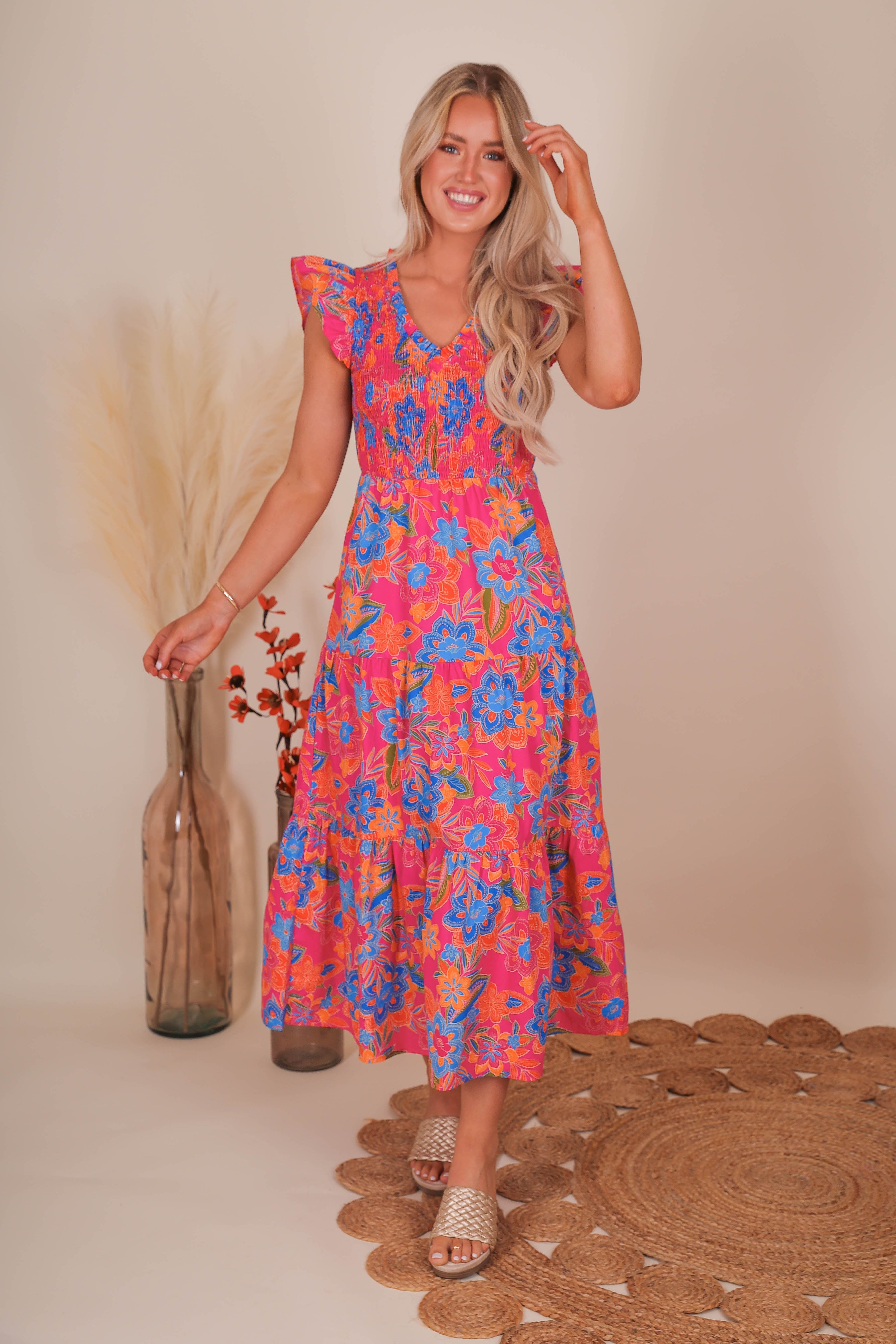 RESTOCK: It's No Surprise Midi Dress-Floral