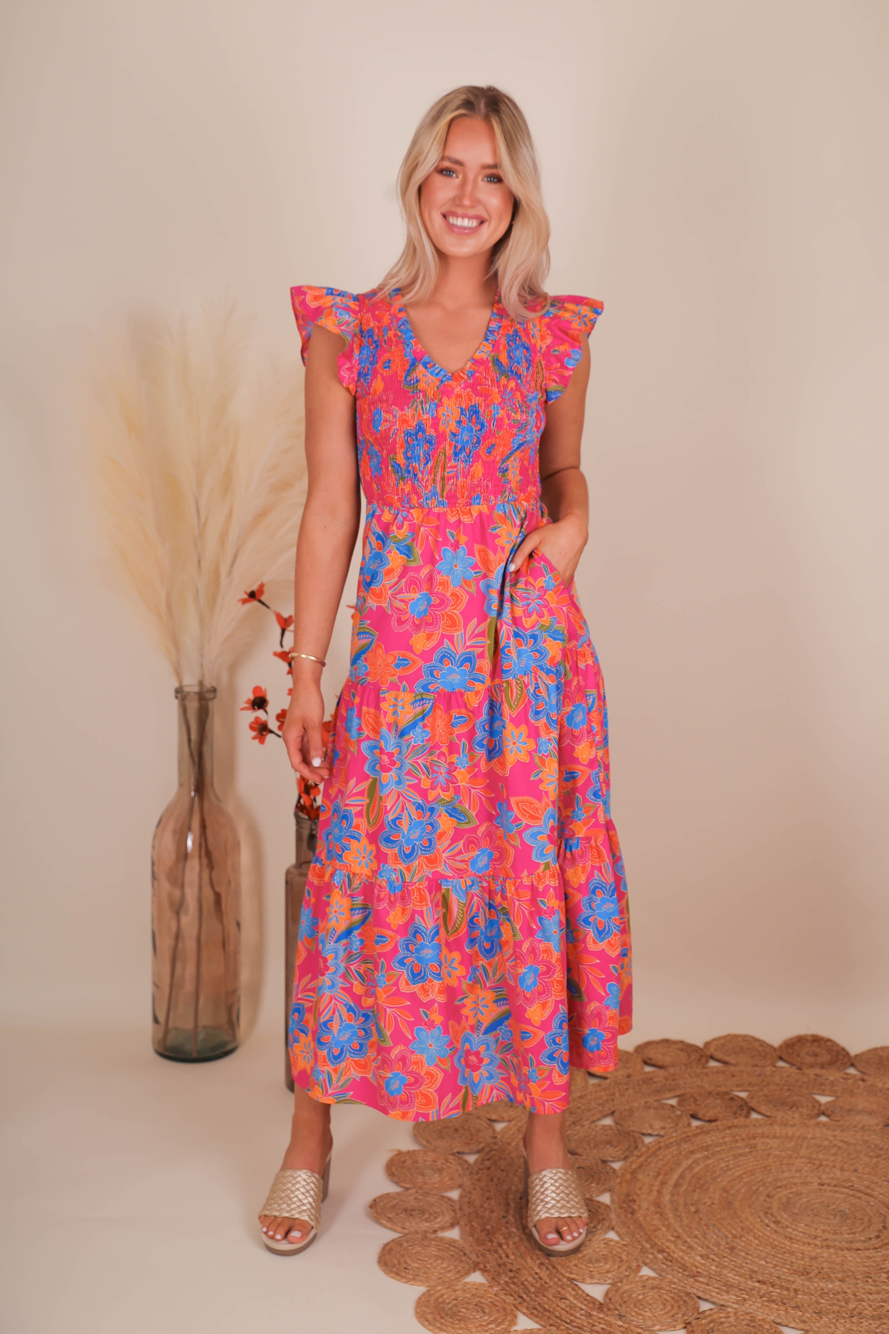 RESTOCK: It's No Surprise Midi Dress-Floral