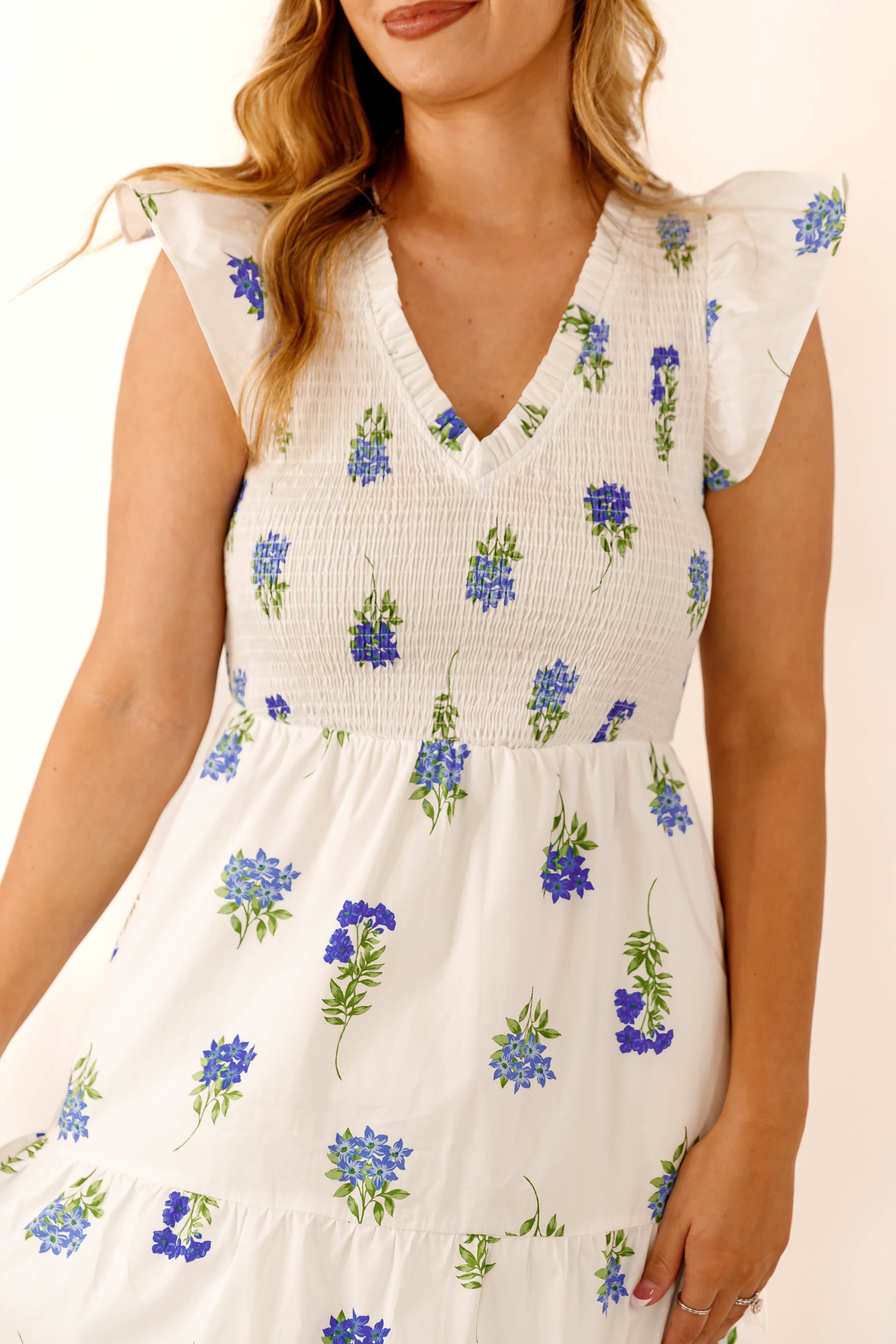 It's No Surprise Midi Dress-Blue Floral