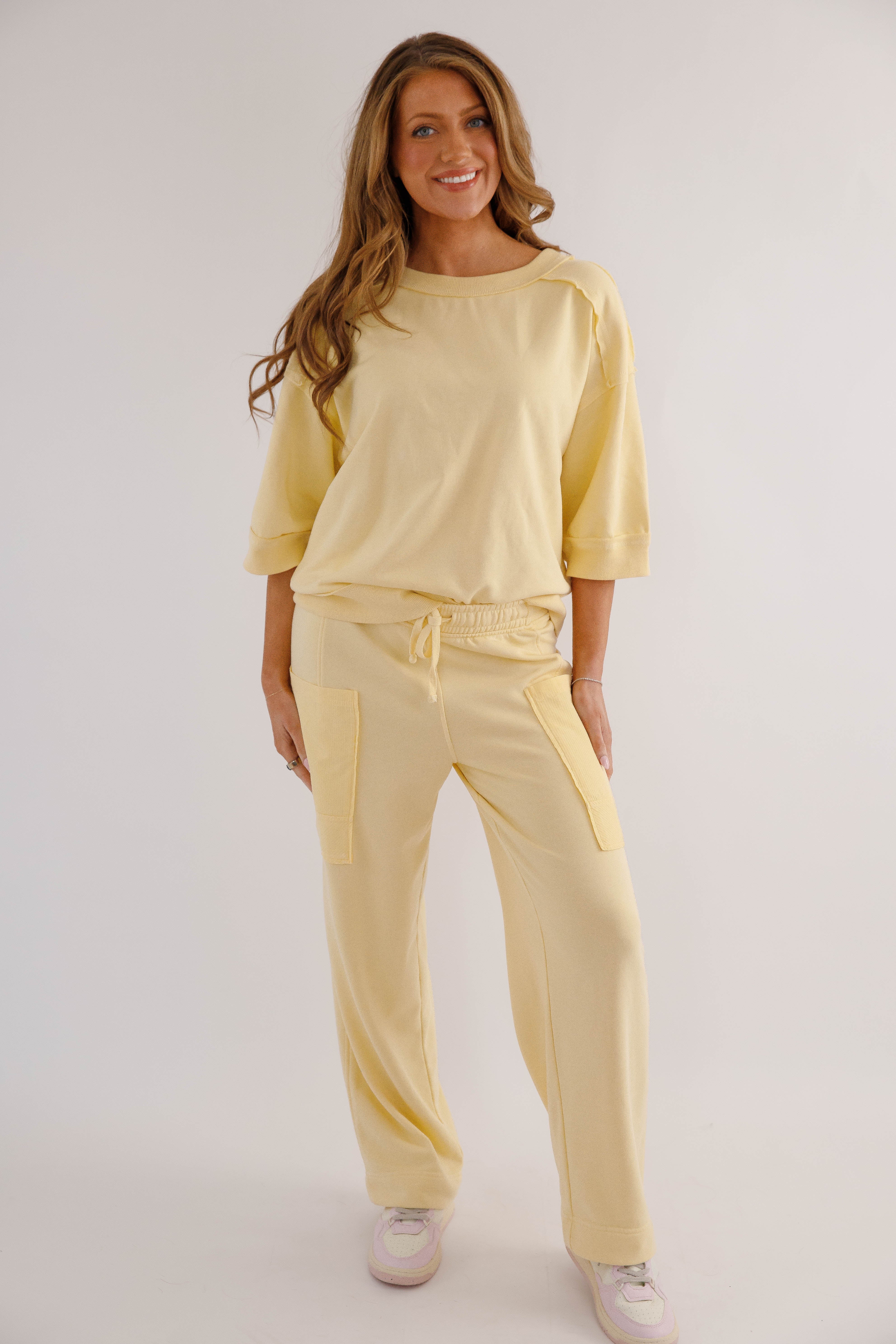 Reset and Go Lounge Pants-Lemon